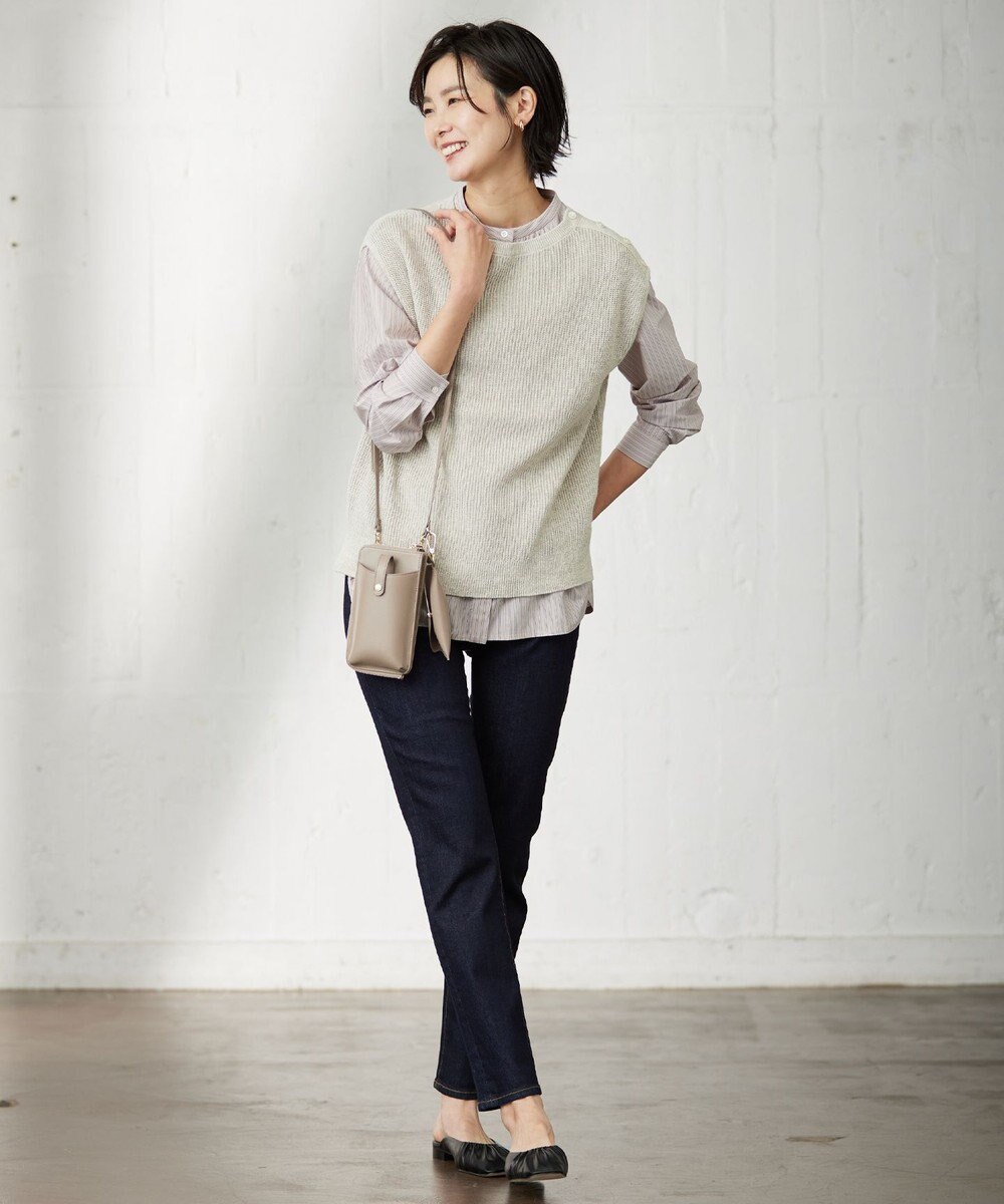 J.PRESS LADIES L 【洗える】 リネンコットン ニットベスト 