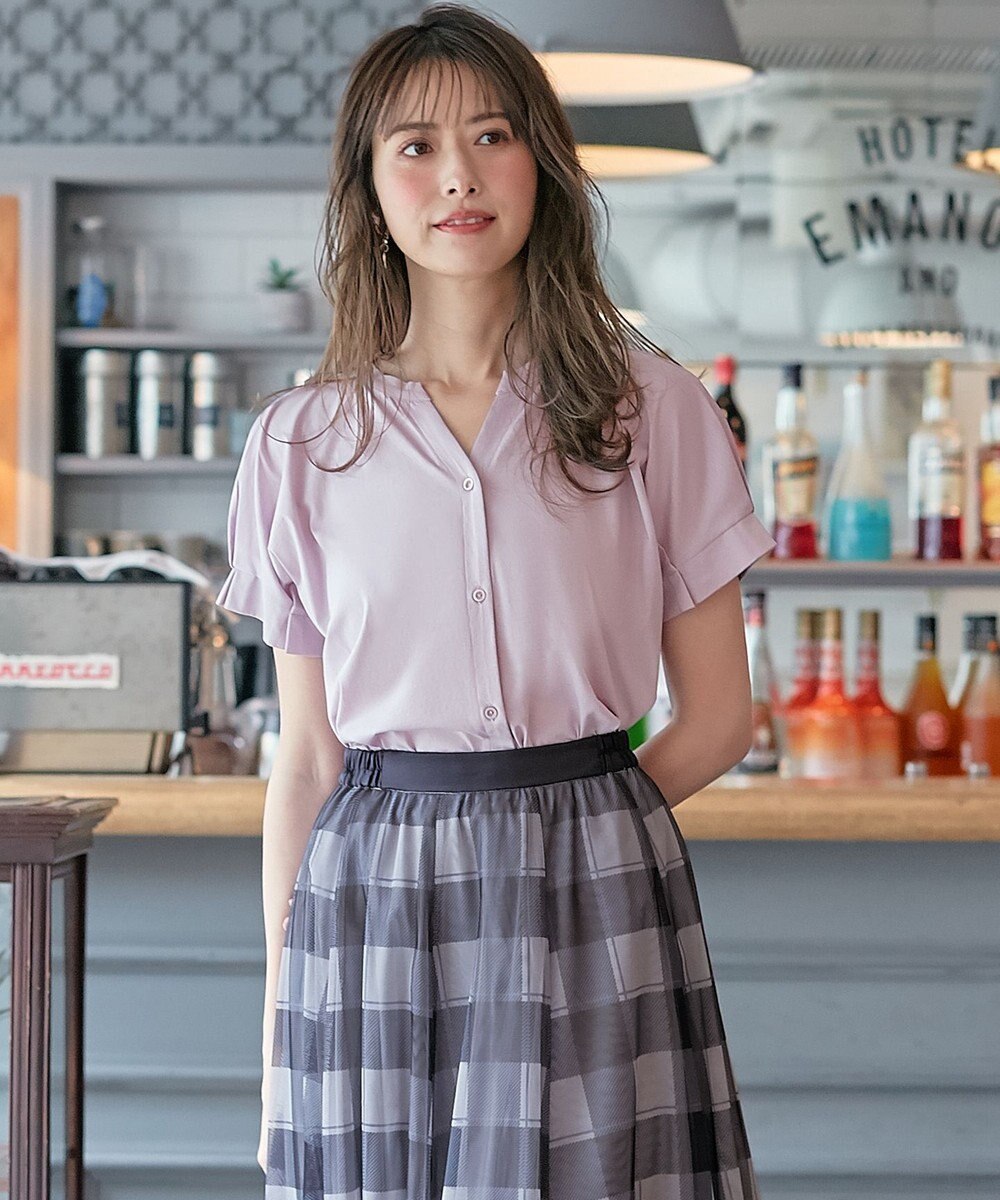 ANY SIS S シルケットストライプ スキッパー カットソー 