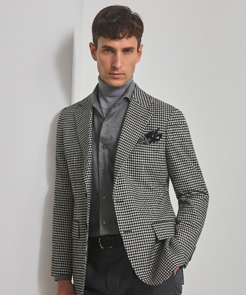 GOTAIRIKU 首にも巻ける【2WAY/日本製】シルク100% ポケットチーフ（幾何学柄） 