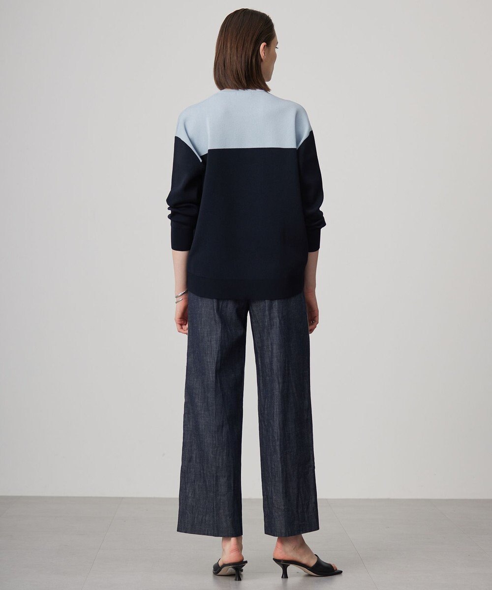 ICB 【洗える】 コットンリアクティブデニム ワイドストレートパンツ 