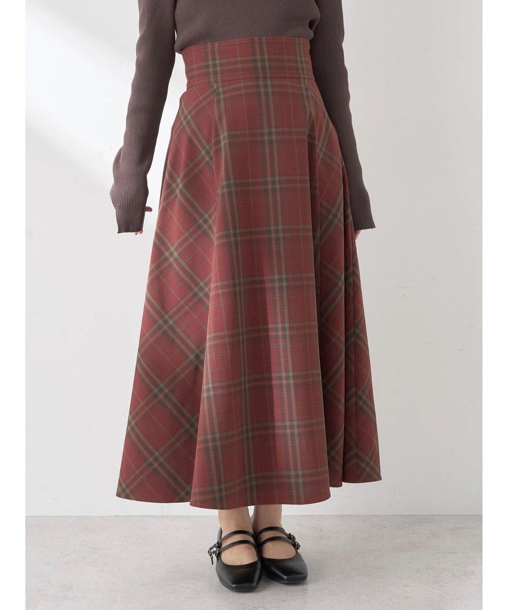 earth music&ecology バックレースアップチェックスカート 