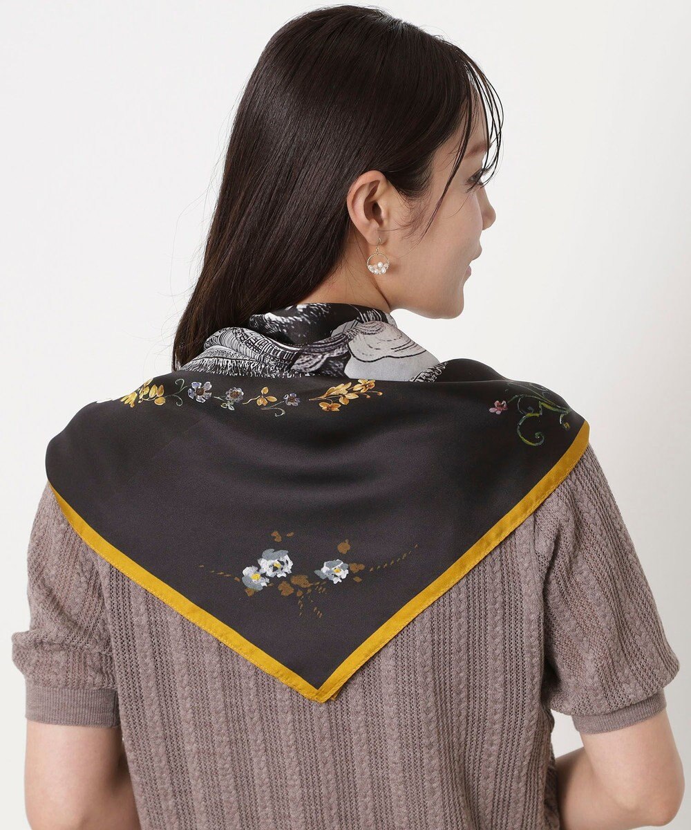 MOONBAT PAUL&JOE ACCESSOIRES(ポール & ジョー) シルクスカーフ 気球 ブーケ 88cm×88cm　手洗いOK 