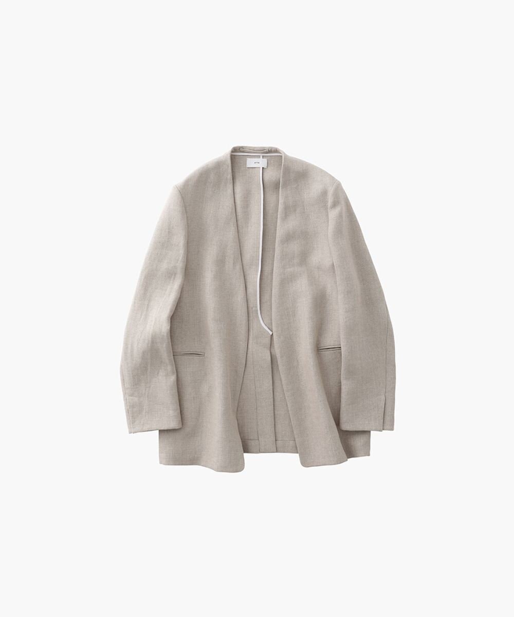 ATON LINEN OXFORD | ノーカラージャケット 