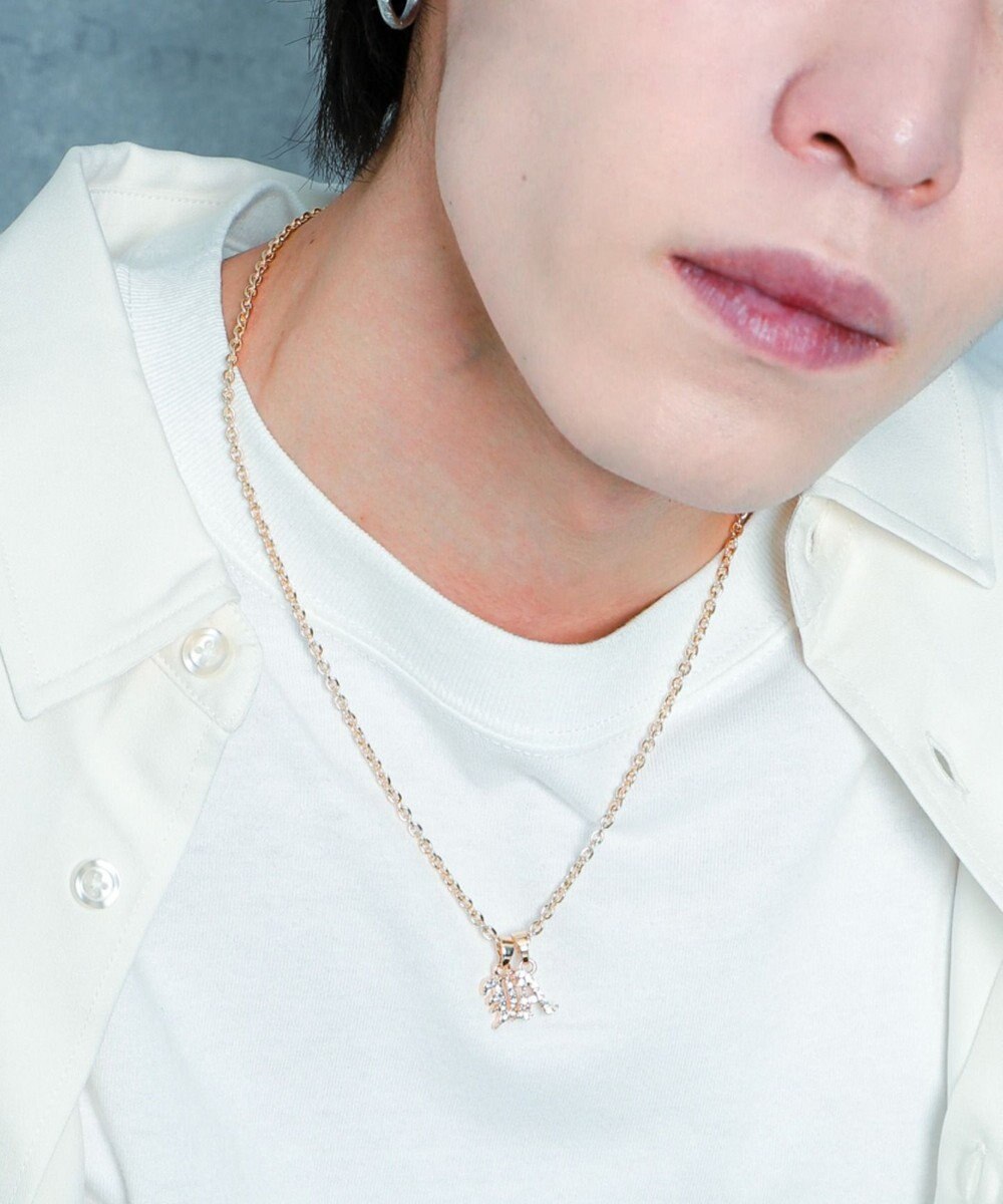 WEGO Mラインストーンダブルモチーフネックレス 