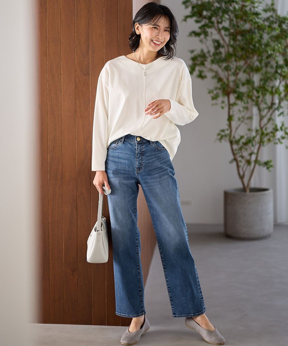 ANY 【洗濯機可】ジョーゼット裏起毛Vネックプルオーバー 