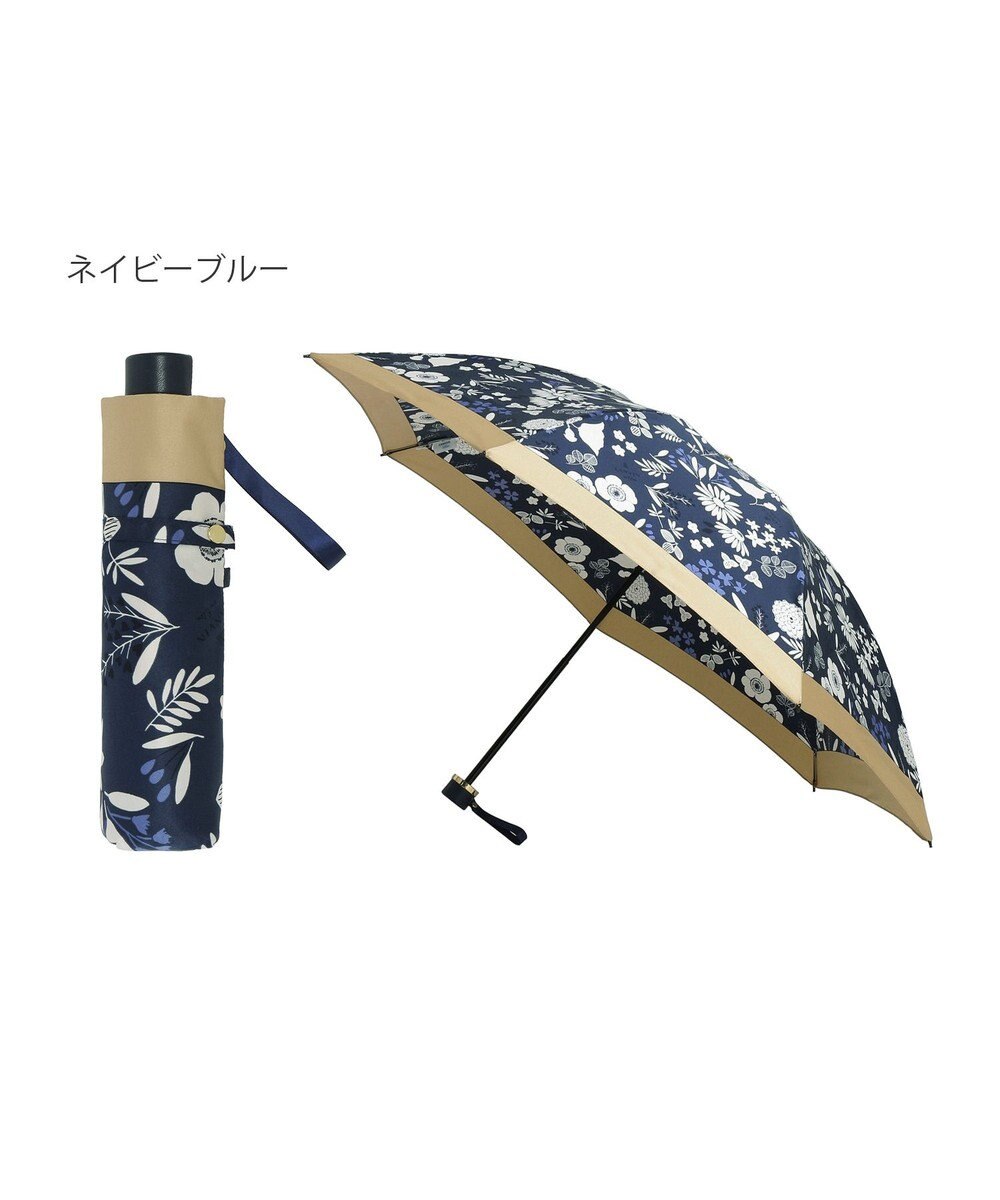 MOONBAT LANVIN en Bleu 折りたたみ傘 バイカラーデイジー サテンプリント 大きめ55cm 