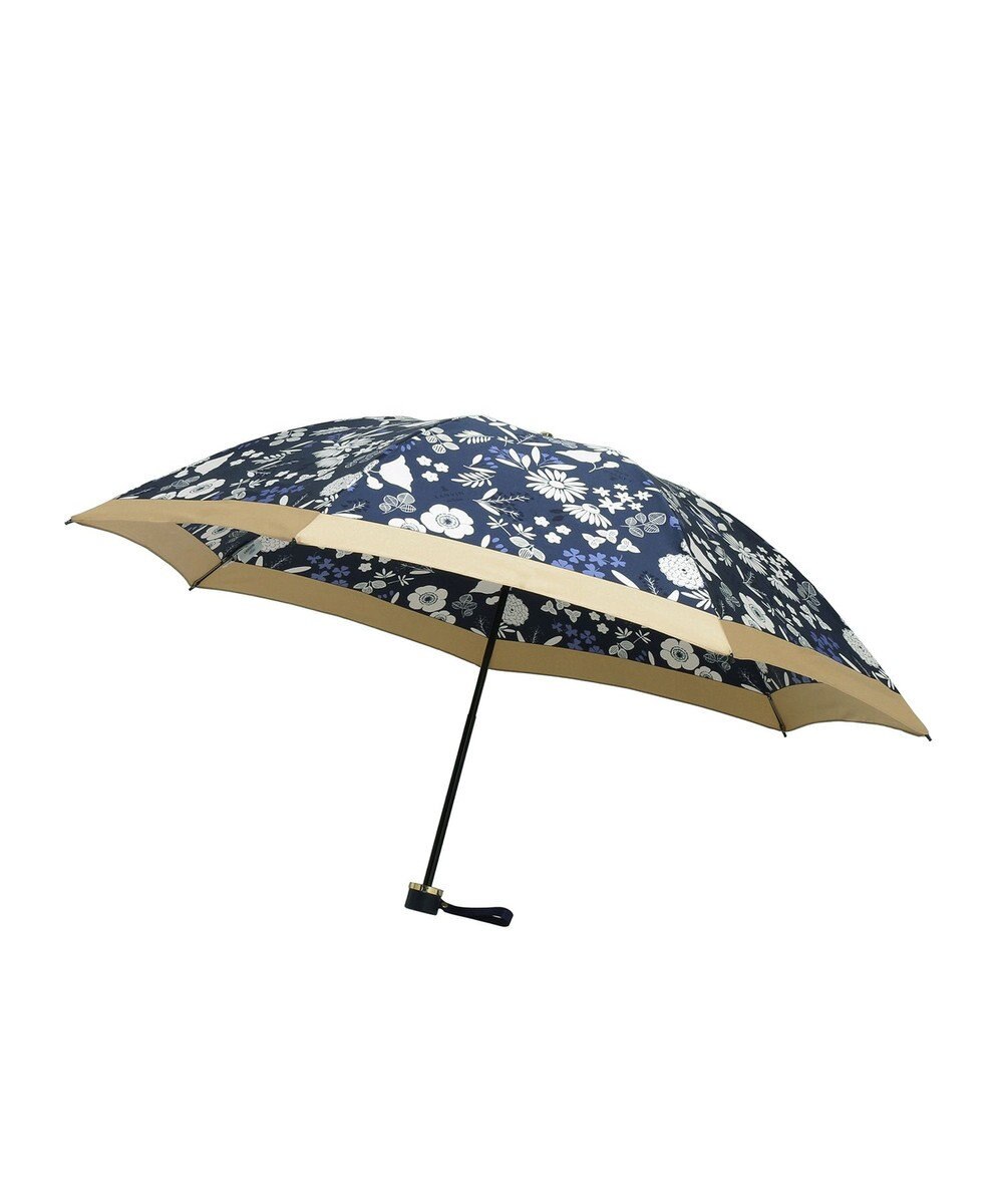 MOONBAT LANVIN en Bleu 折りたたみ傘 バイカラーデイジー サテンプリント 大きめ55cm 