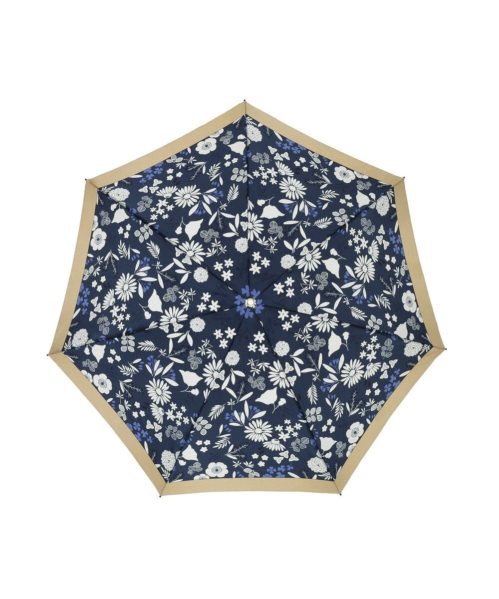 MOONBAT LANVIN en Bleu 折りたたみ傘 バイカラーデイジー サテンプリント 大きめ55cm 