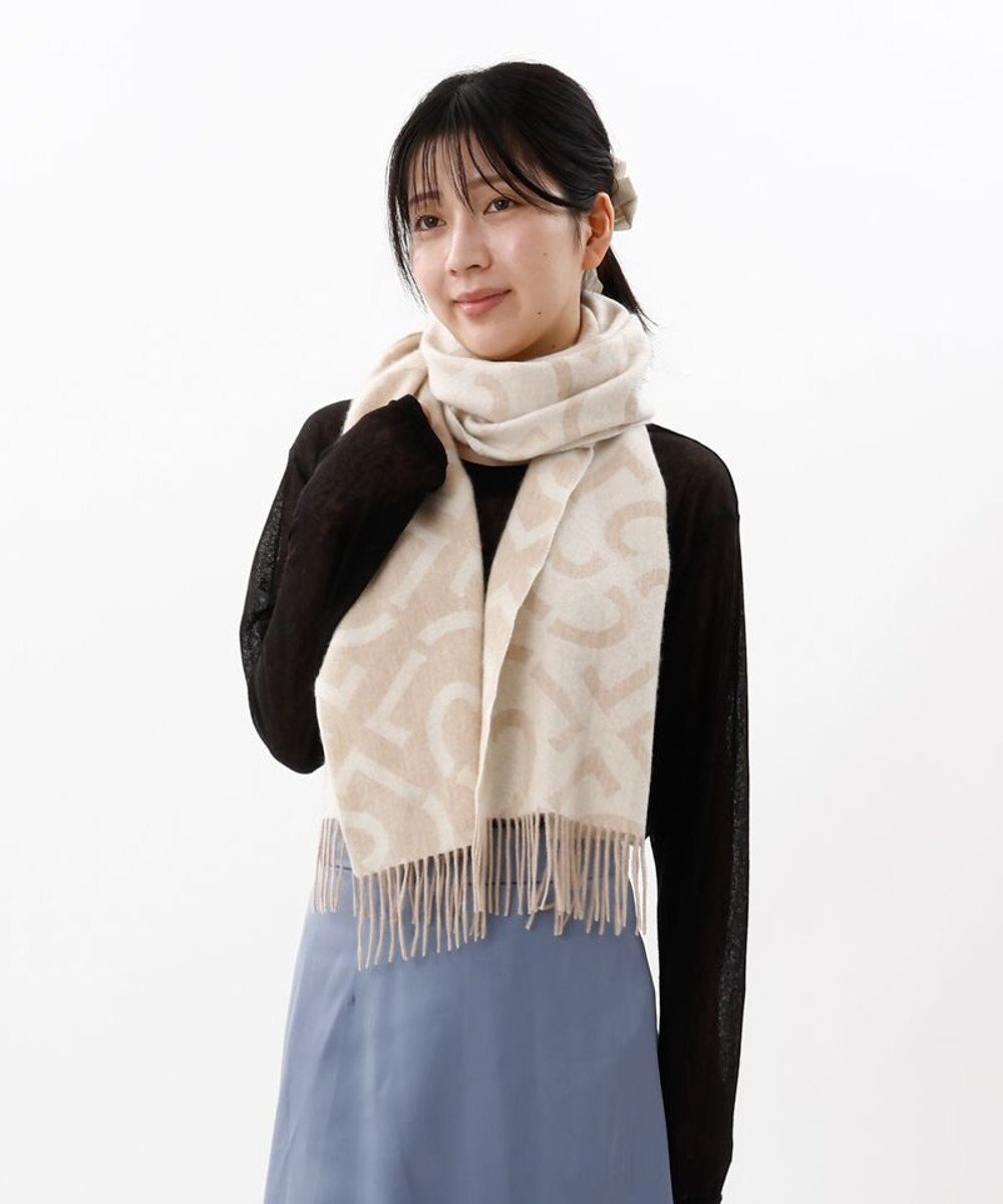 AURORA 【 LANVIN COLLECTION（ランバン コレクション） 】カシミヤ100%ジャカードマフラー(WASH) 