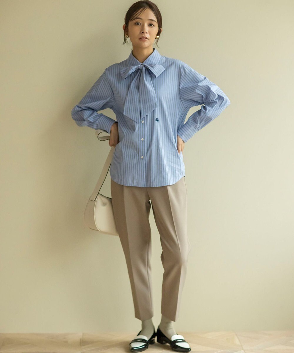 組曲 【ボウタイ付き】コンパクトシャーティング ストライプシャツ 