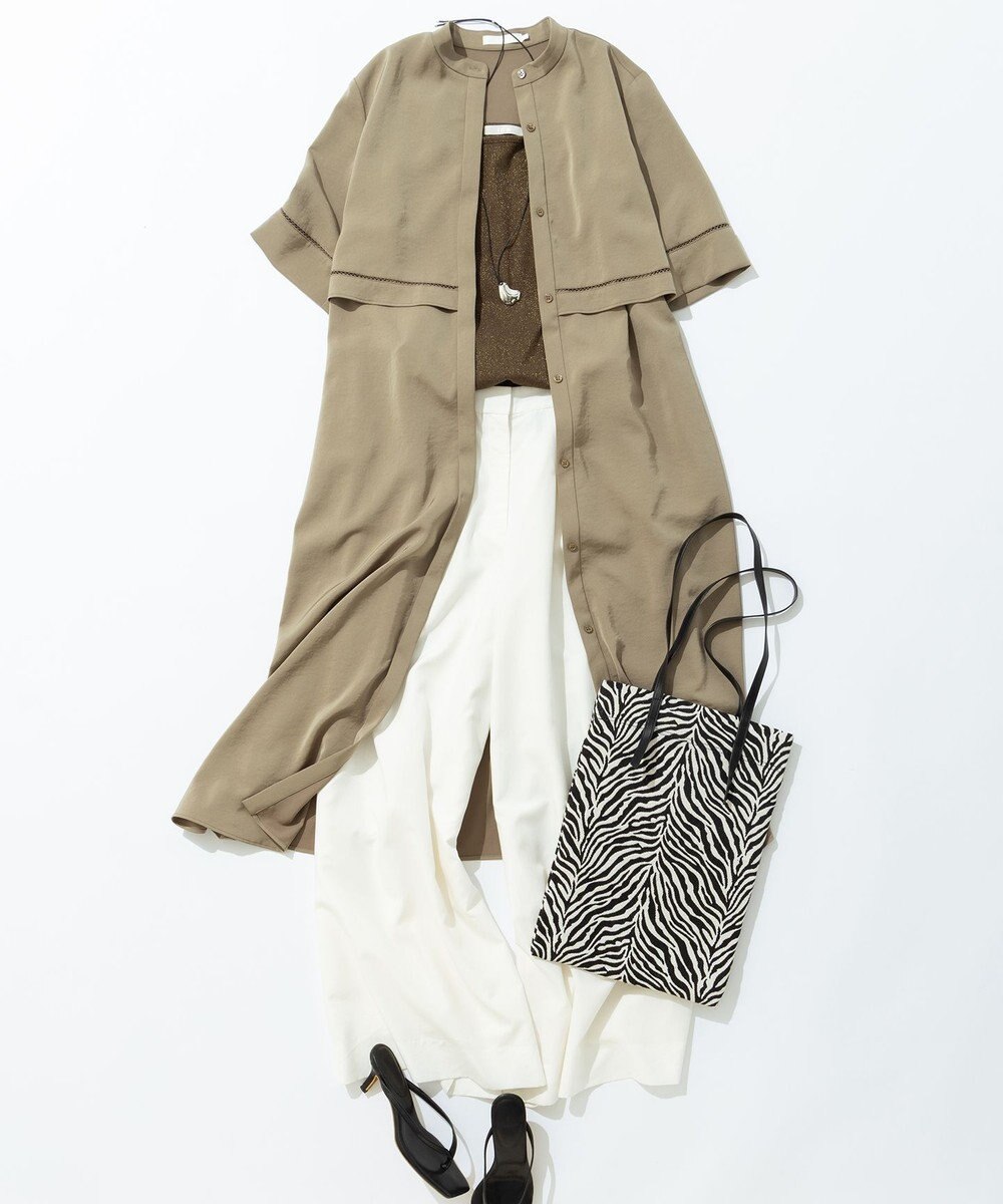 ICB L 【ASUMI・MANAMIコラボ 丈が選べる】ハシゴレースシャツワンピース 