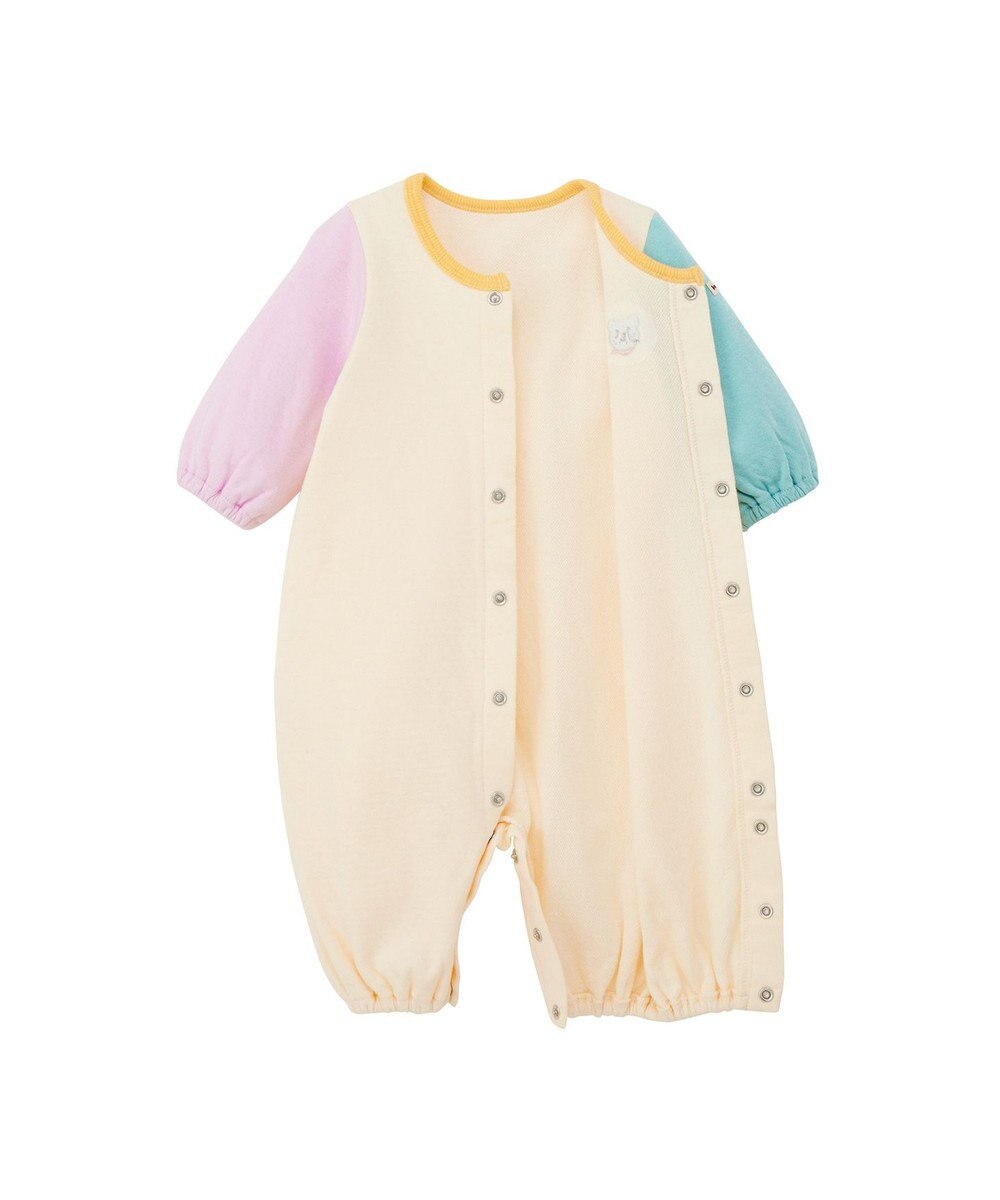 MIKI HOUSE HOT BISCUITS 【50-60cm】接結カノコ素材 ワンポイント刺繍 ツーウェイオール 