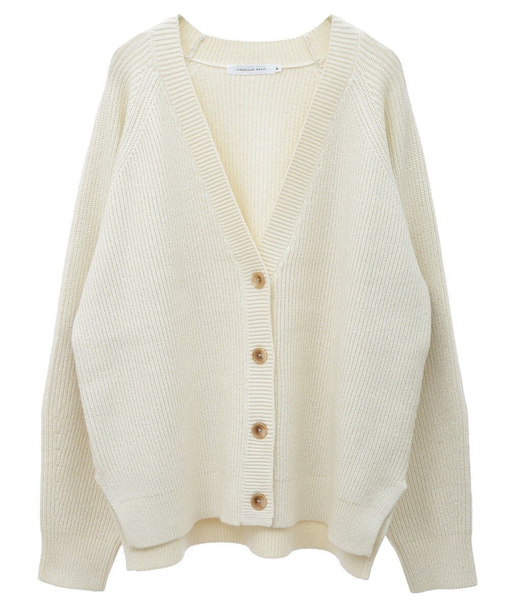 AMERICAN HOLIC バイパチラメ入りＶネック片畦ニットカーディガ 