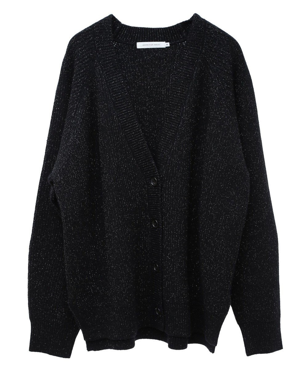 AMERICAN HOLIC バイパチラメ入りＶネック片畦ニットカーディガ 