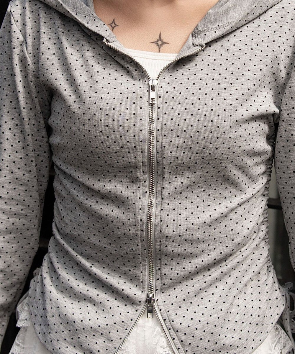 WEGO サイドリボンカットジップパーカー 