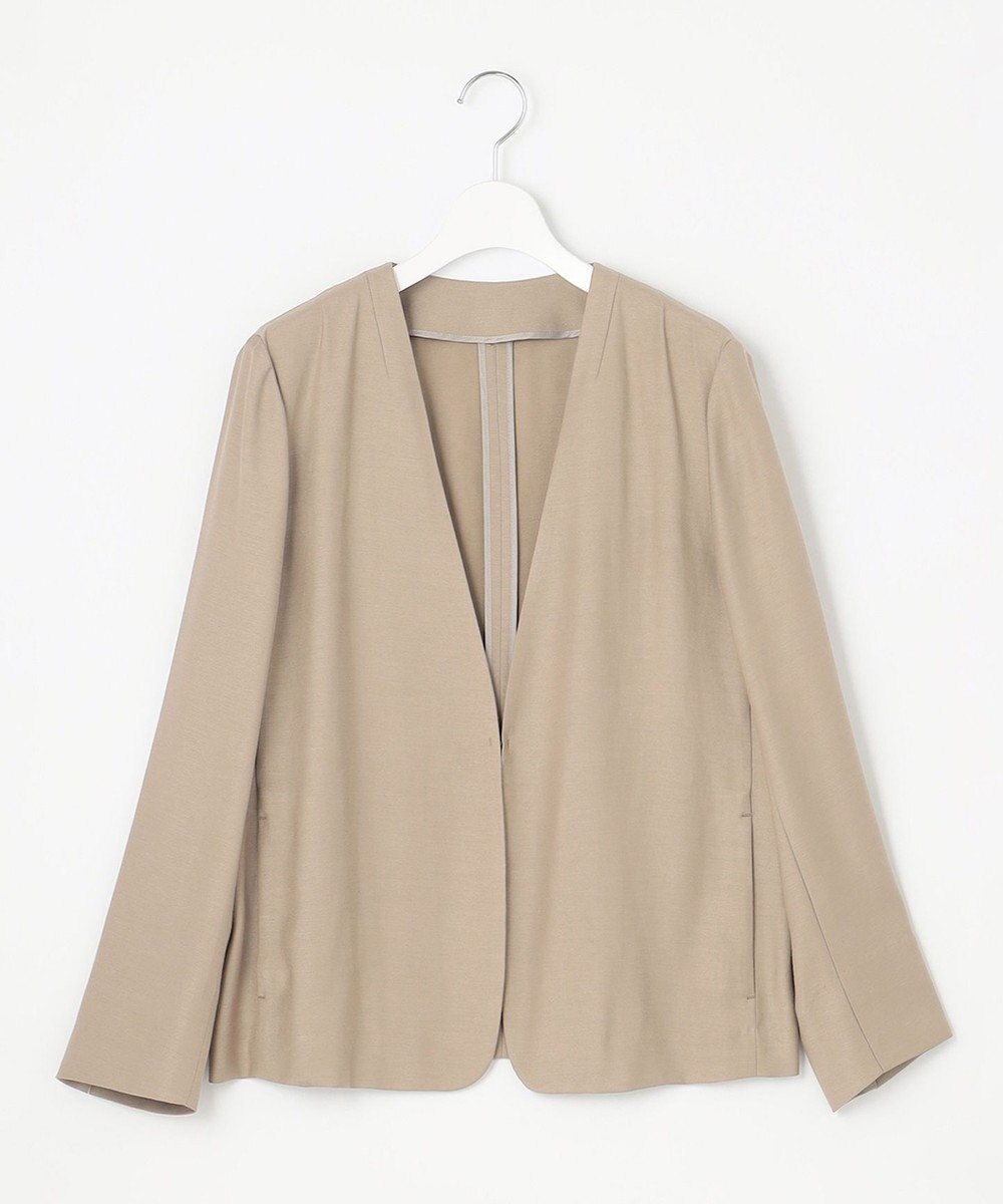 自由区 【XSサイズ～/洗える/セット可】キュプラリネンシャンタン ノーカラージャケット 