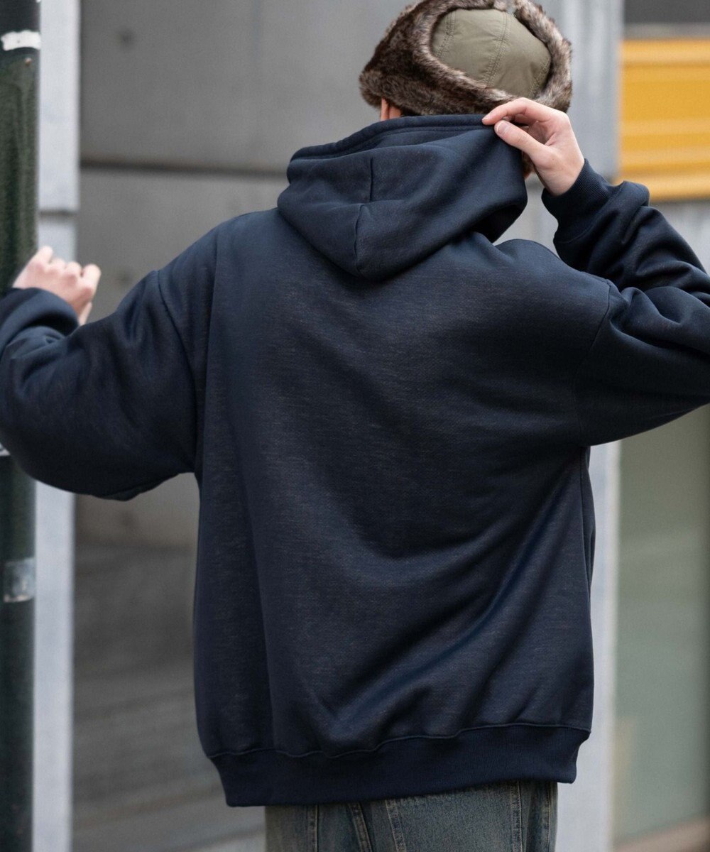 WEGO 【ユニセックス着用ITEM/裏起毛】カレッジロゴボアパーカー 