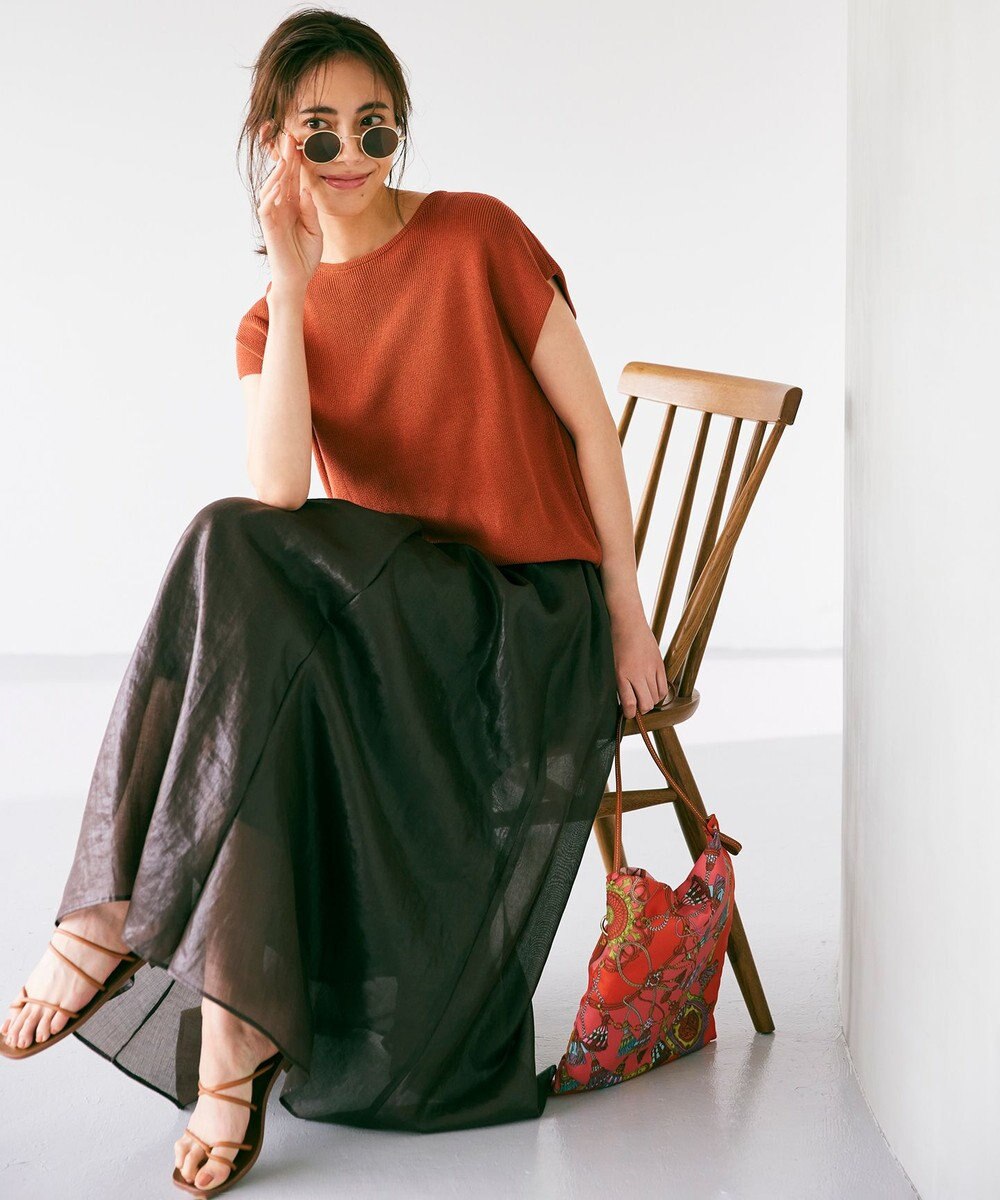 23区 【STORY7月号掲載/洗える】コットンアセテート バックボタン ニット 