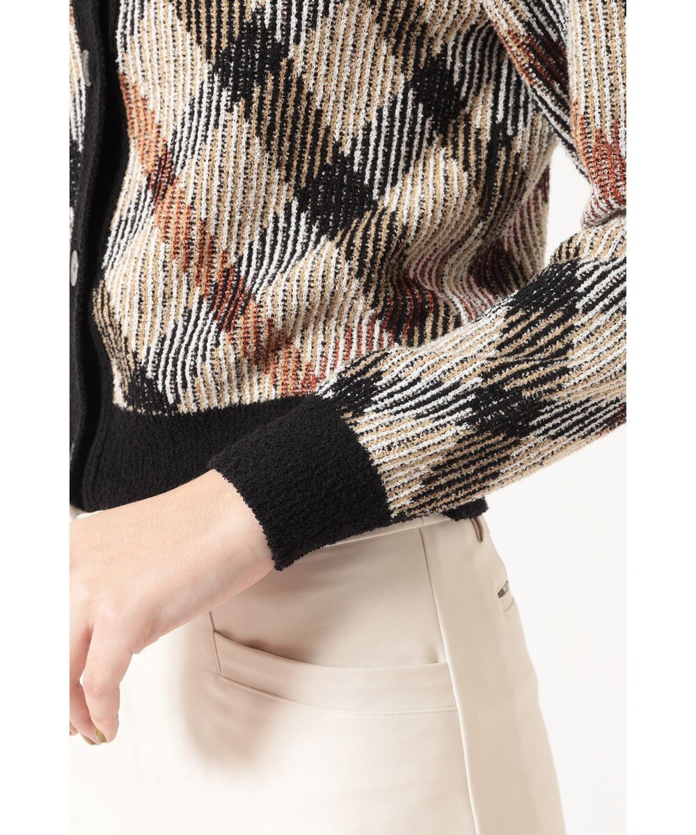 DAKS ビッグチェック ジャカード クルーネックカーディガン 