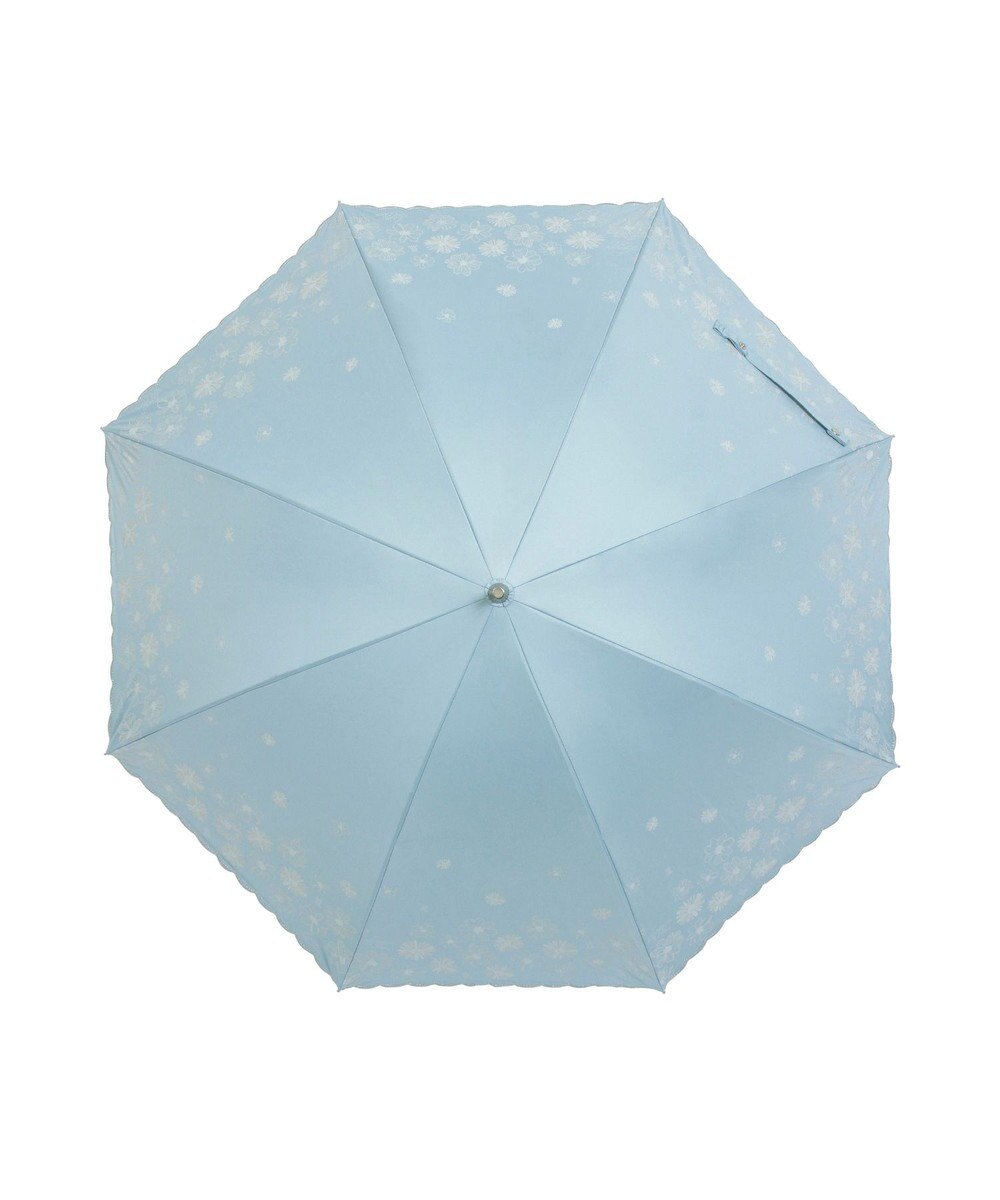 MOONBAT 【遮光率100％/遮熱/UV】LANVIN en Bleu (ランバン オン ブルー)晴雨兼用日傘 フラワーグリッター シルバースカラ刺繍 花柄 長傘 