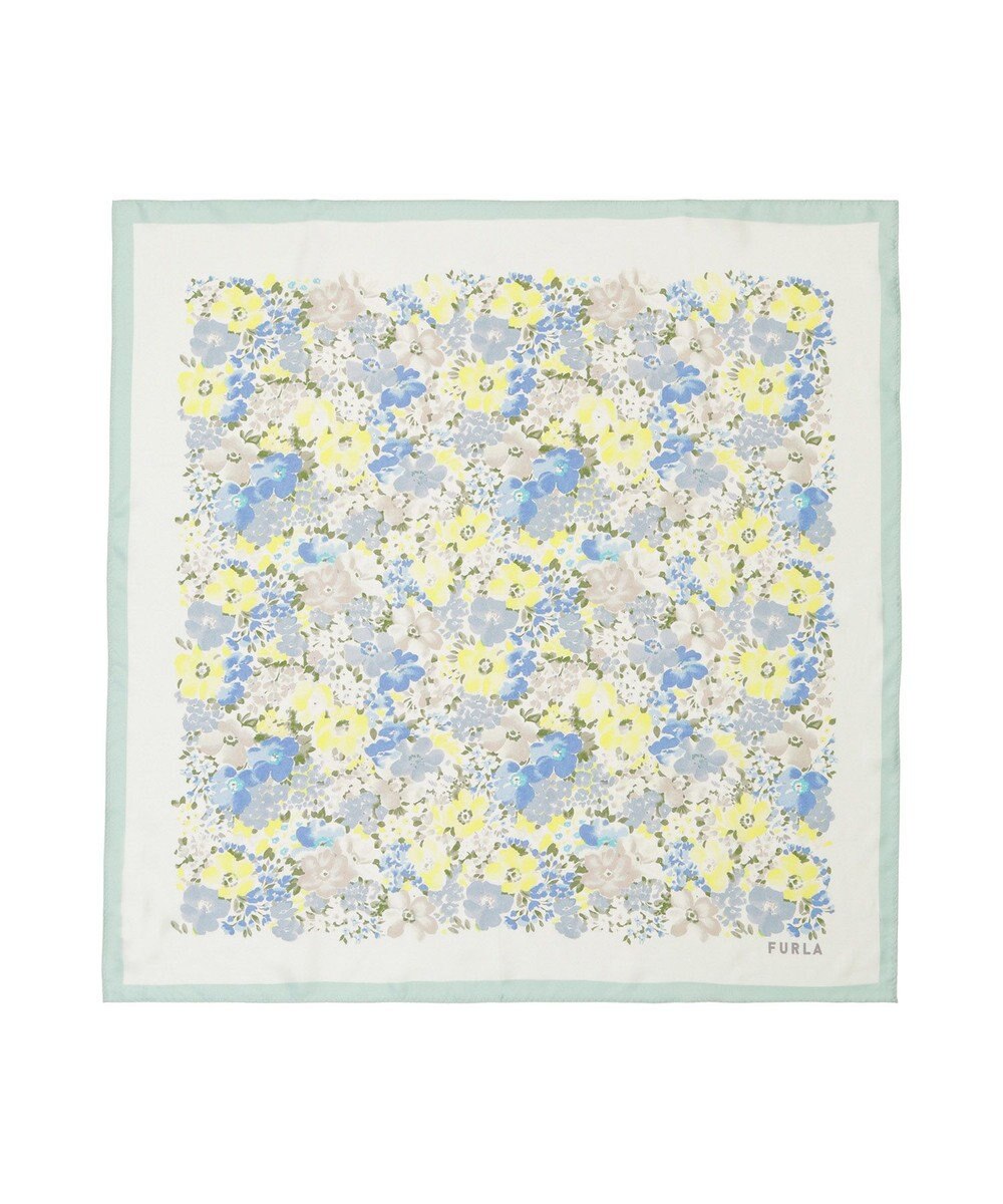 MOONBAT 【シルク100%】フルラ (FURLA) 花柄 シルクプリントスカーフ 65cm×65cm 