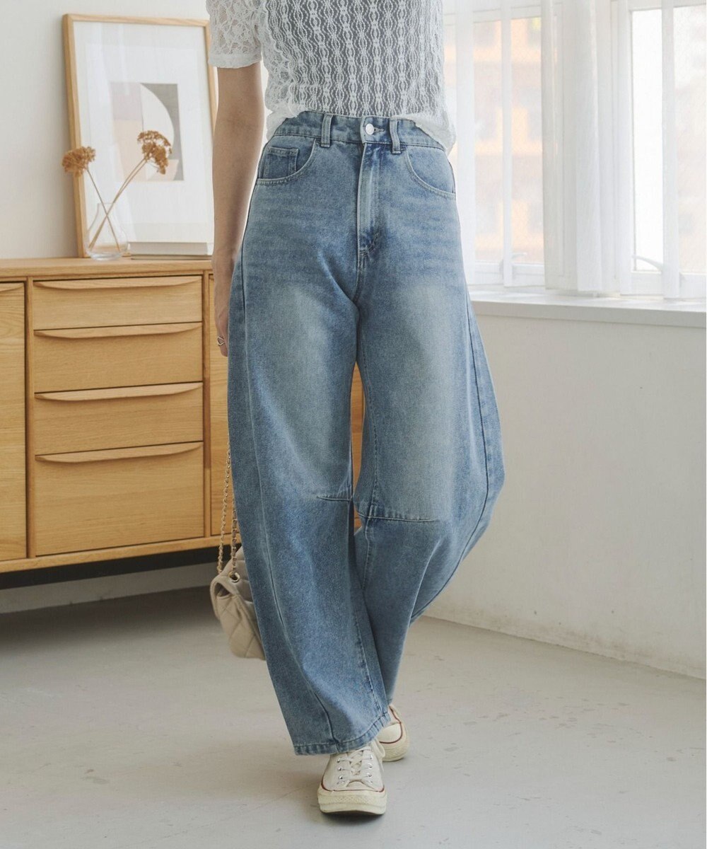 WEGO 【ANGIE VINTAGE】バレルレッグデニムパンツ 