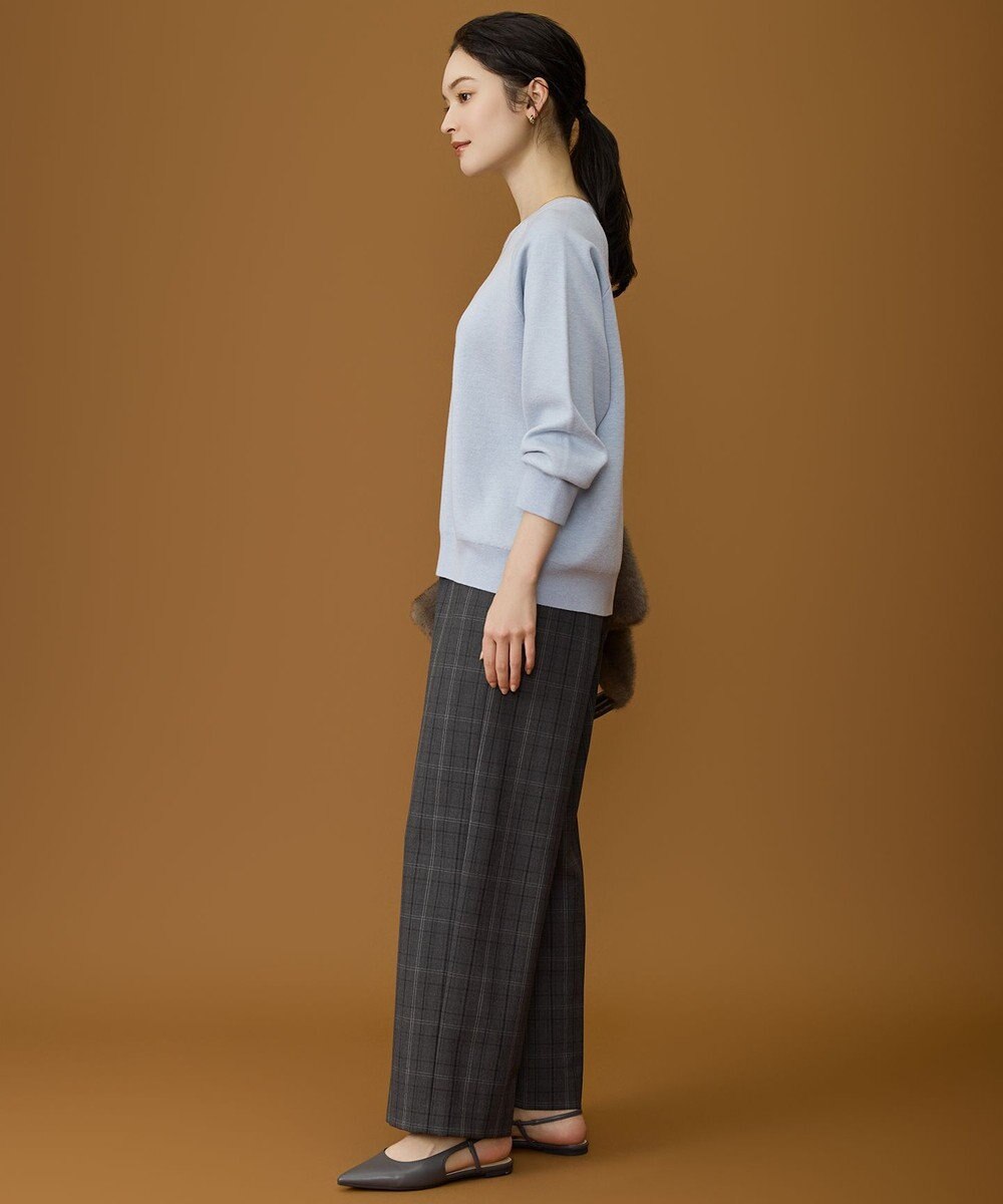 自由区 TRギャバ裏起毛チェック柄ワイド パンツ 