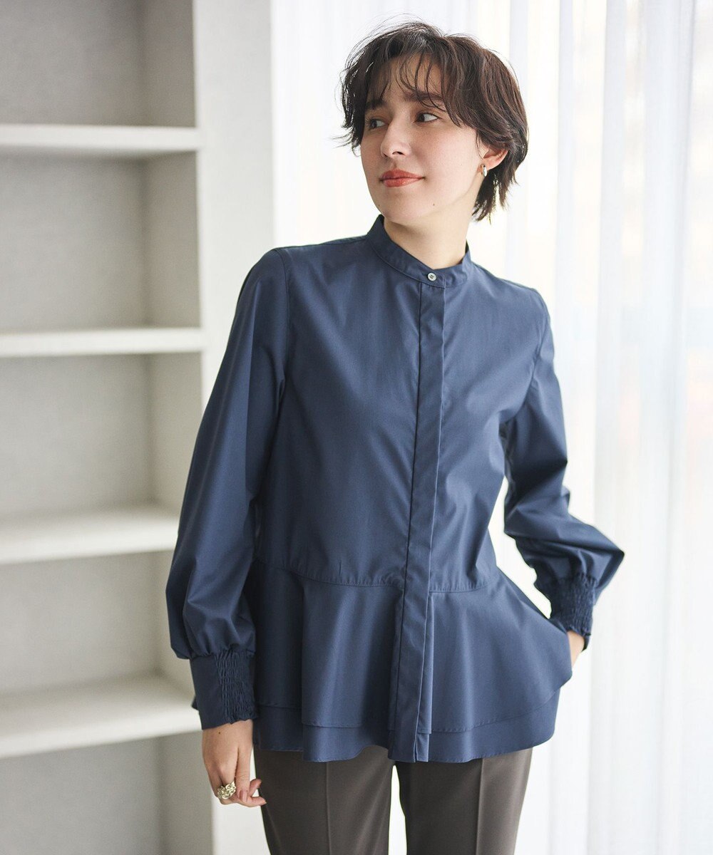 #Newans 【シワになりにくい/洗濯機可能】ダブルフリルヘムシャツ 