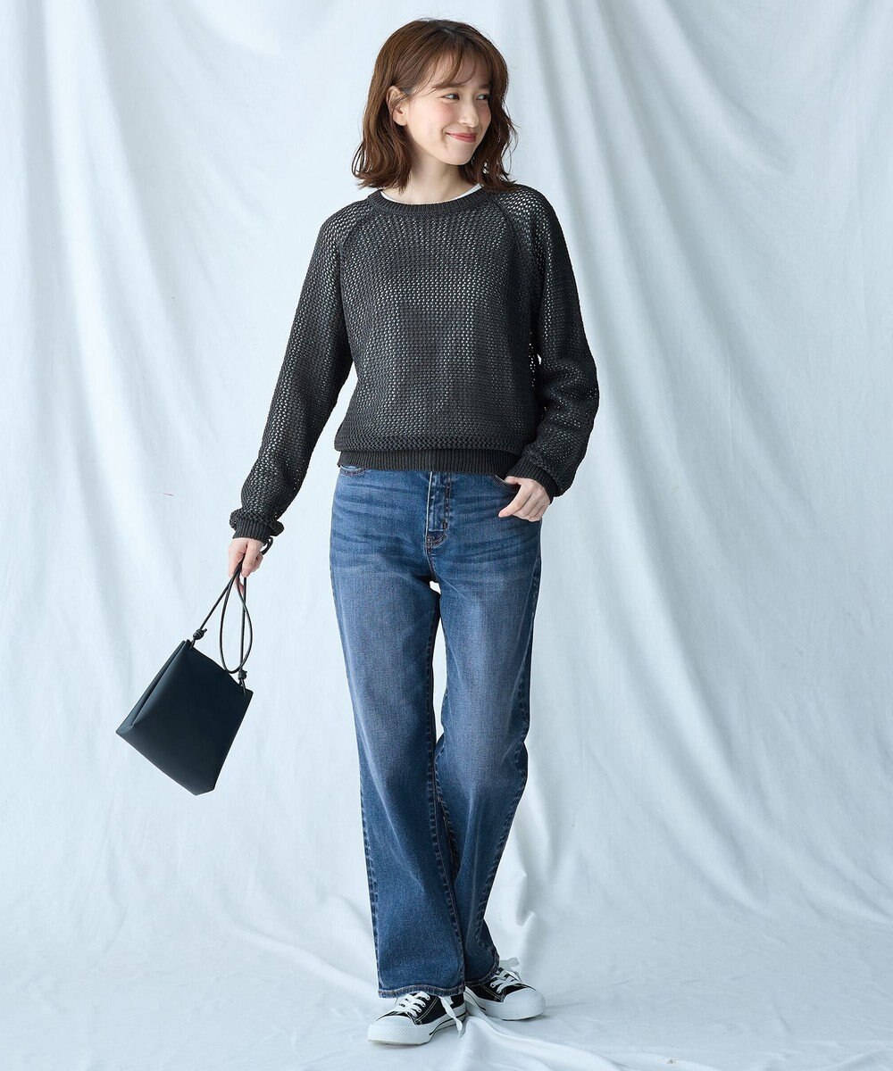 ANY 【洗濯機可/ウエストゴム/ストレッチ】ストレートデニムパンツ 