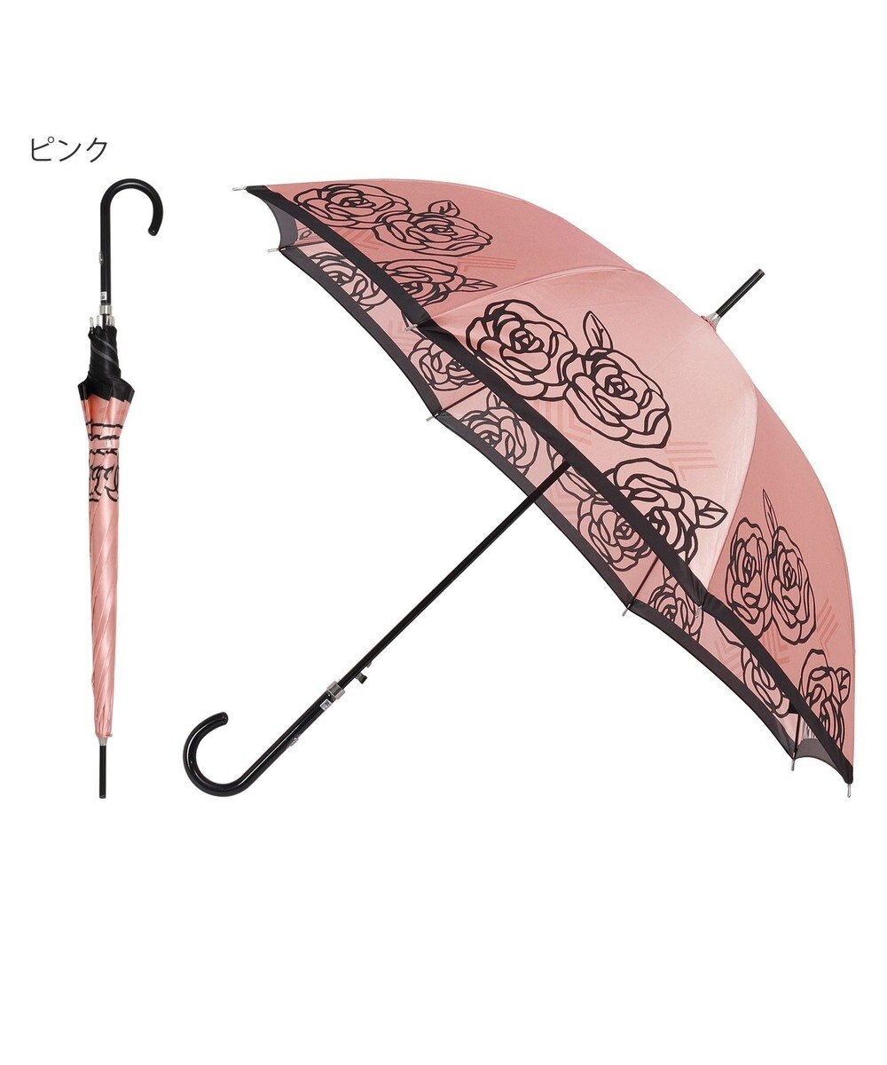 MOONBAT LANVIN COLLECTION 長傘 ローズ サテンプリント ジャンプ 耐風 