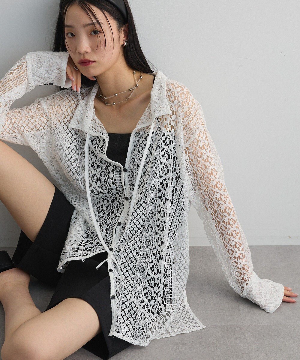 Green Parks ２ＷＡＹリボン付きレースシャツ 