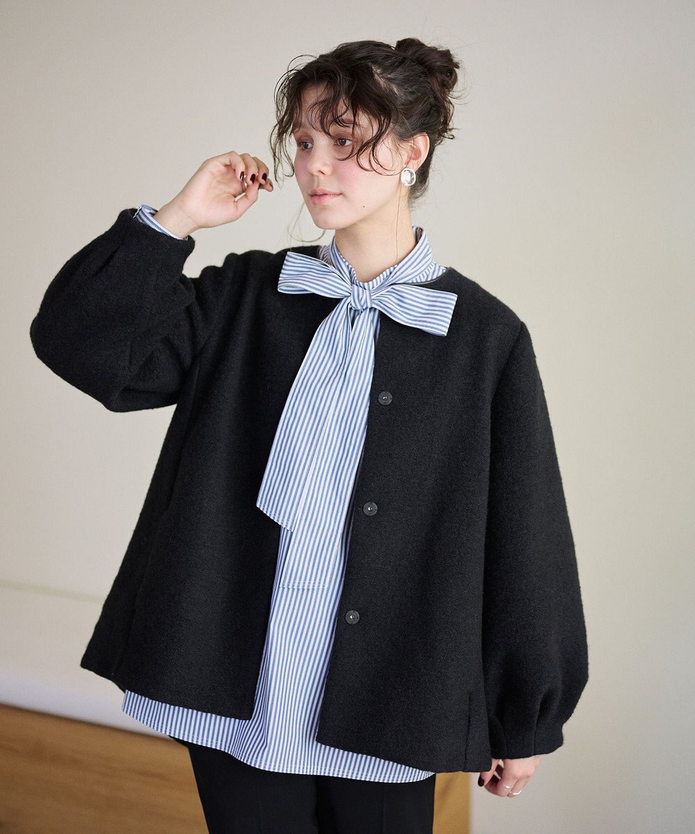 #Newans 【洗濯機可能】バックフレアショートコート 