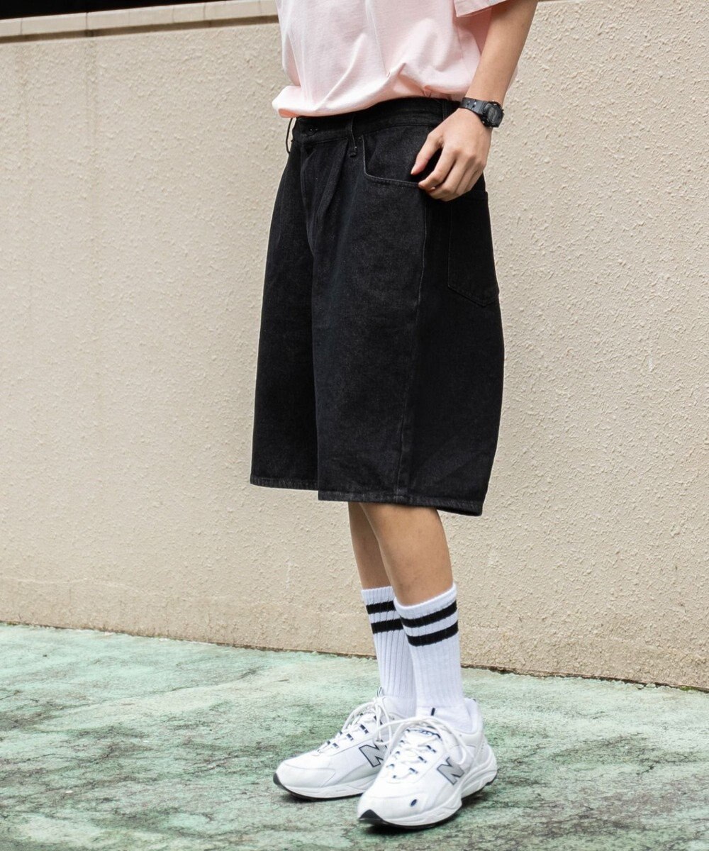 WEGO 【ウエストゴム/手洗い可】デニムバギーショーツ 