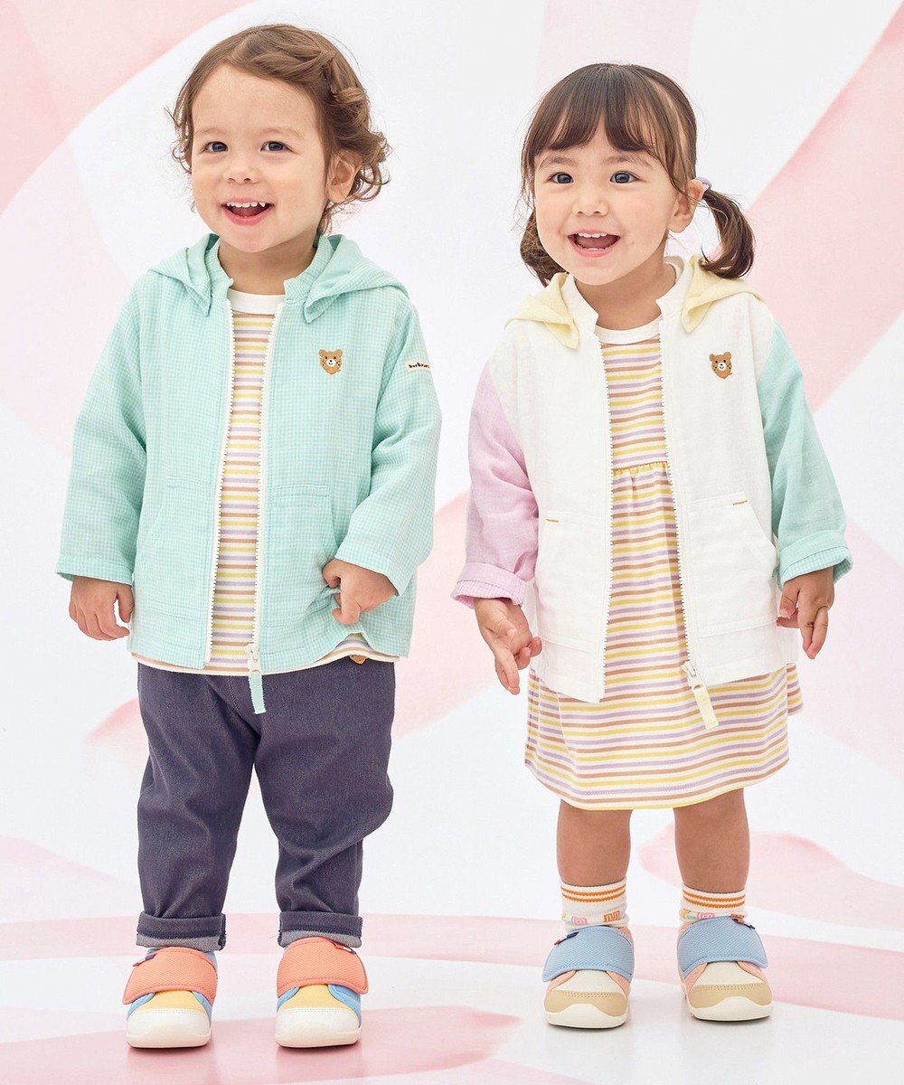 MIKI HOUSE HOT BISCUITS 【80-120cm】二重織ガーゼ素材 パーカ 