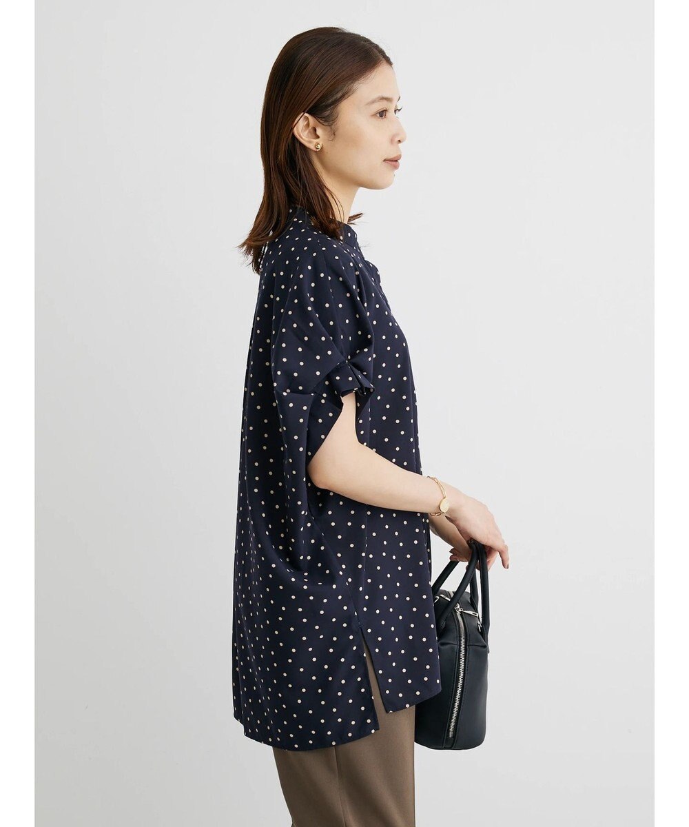 Green Parks ドット柄タックスリーブブラウス 