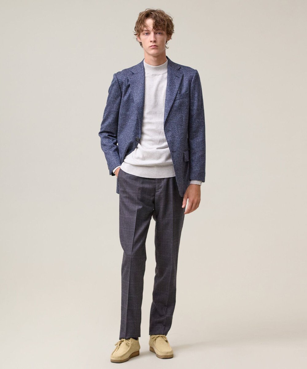 J.PRESS MEN 【ストレッチ / 洗える】トリートメントウールシェードブルーチェック スラックス 