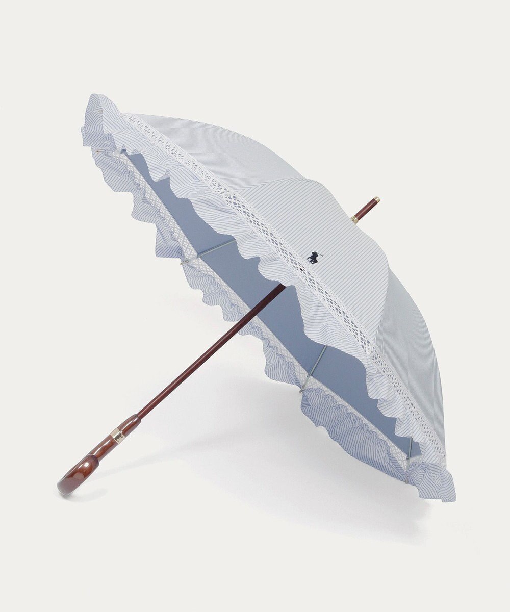 MOONBAT 【遮光/晴雨兼用日傘】POLO RALPH LAUREN(ポロ ラルフローレン) ストライプフリル 長傘 遮熱 UV 