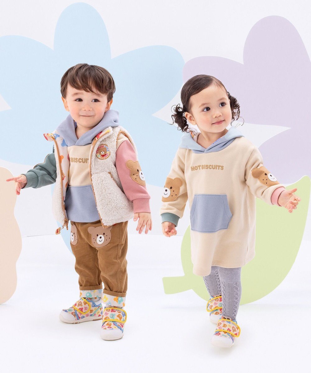 MIKI HOUSE HOT BISCUITS 【80-120cm】【NEW Color Series】裏毛パイル素材 パステルカラー フーディワンピース 