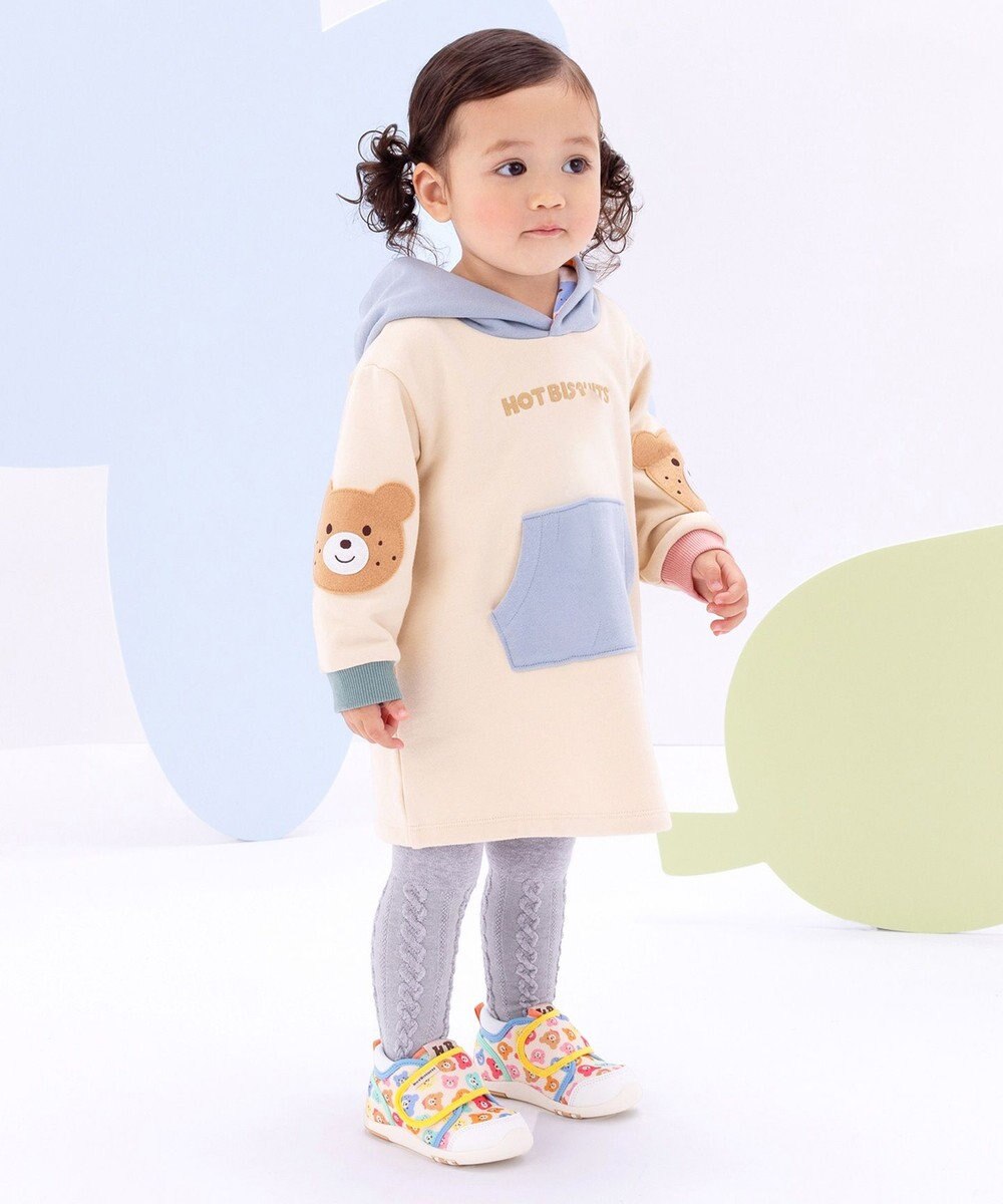 MIKI HOUSE HOT BISCUITS 【80-120cm】【NEW Color Series】裏毛パイル素材 パステルカラー フーディワンピース 