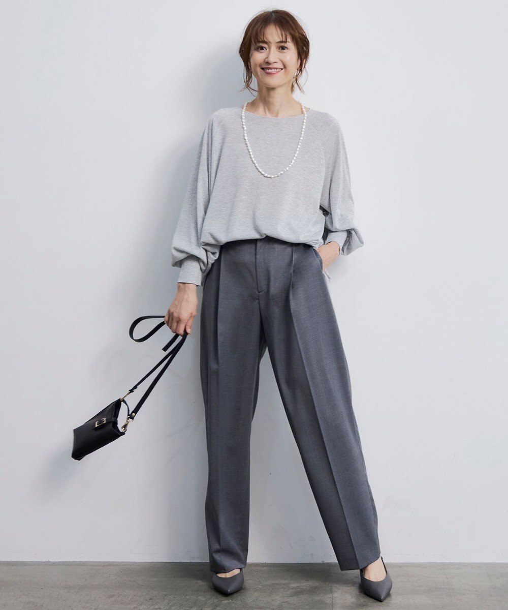 自由区 【洗える】TWラチネストレッチワイド パンツ 