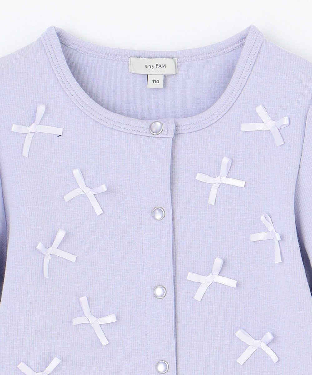 ANY KIDS スナップボタン リボンカーディガン 