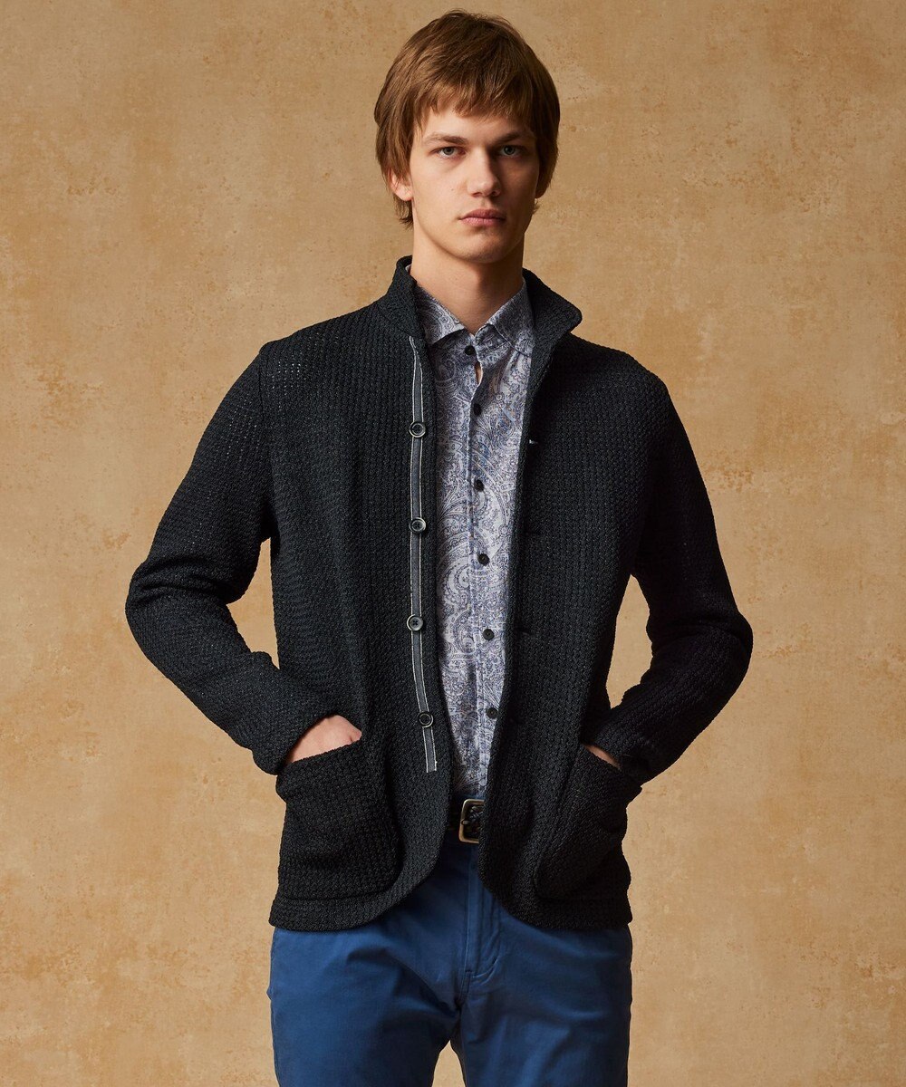 JOSEPH ABBOUD 【和紙使用エコ素材/日本素材/軽量/通気性/速乾性】和紙ムリネ ニット ジャケット 