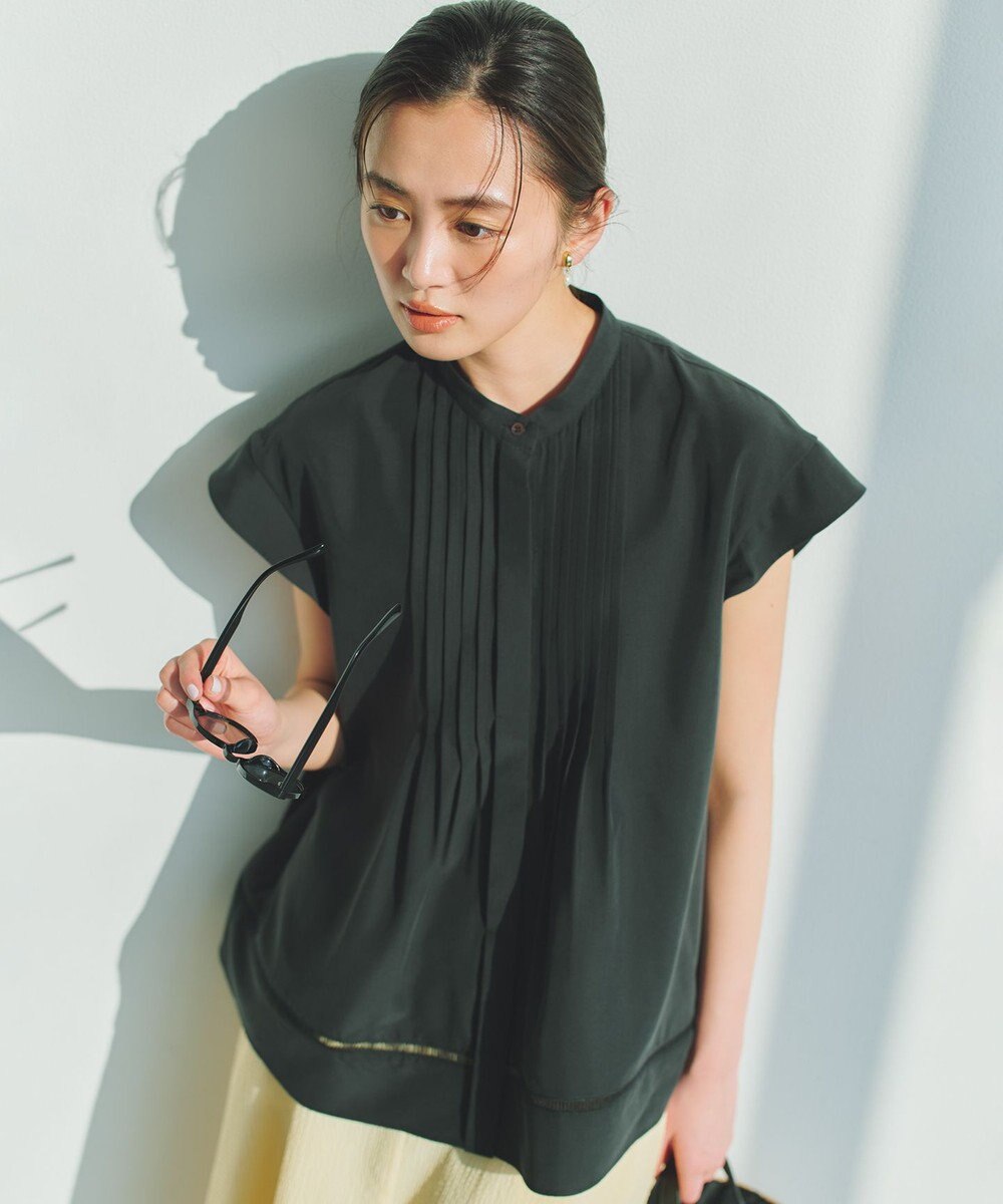 組曲 【先行予約】スムースクロス ピンタックブラウス 