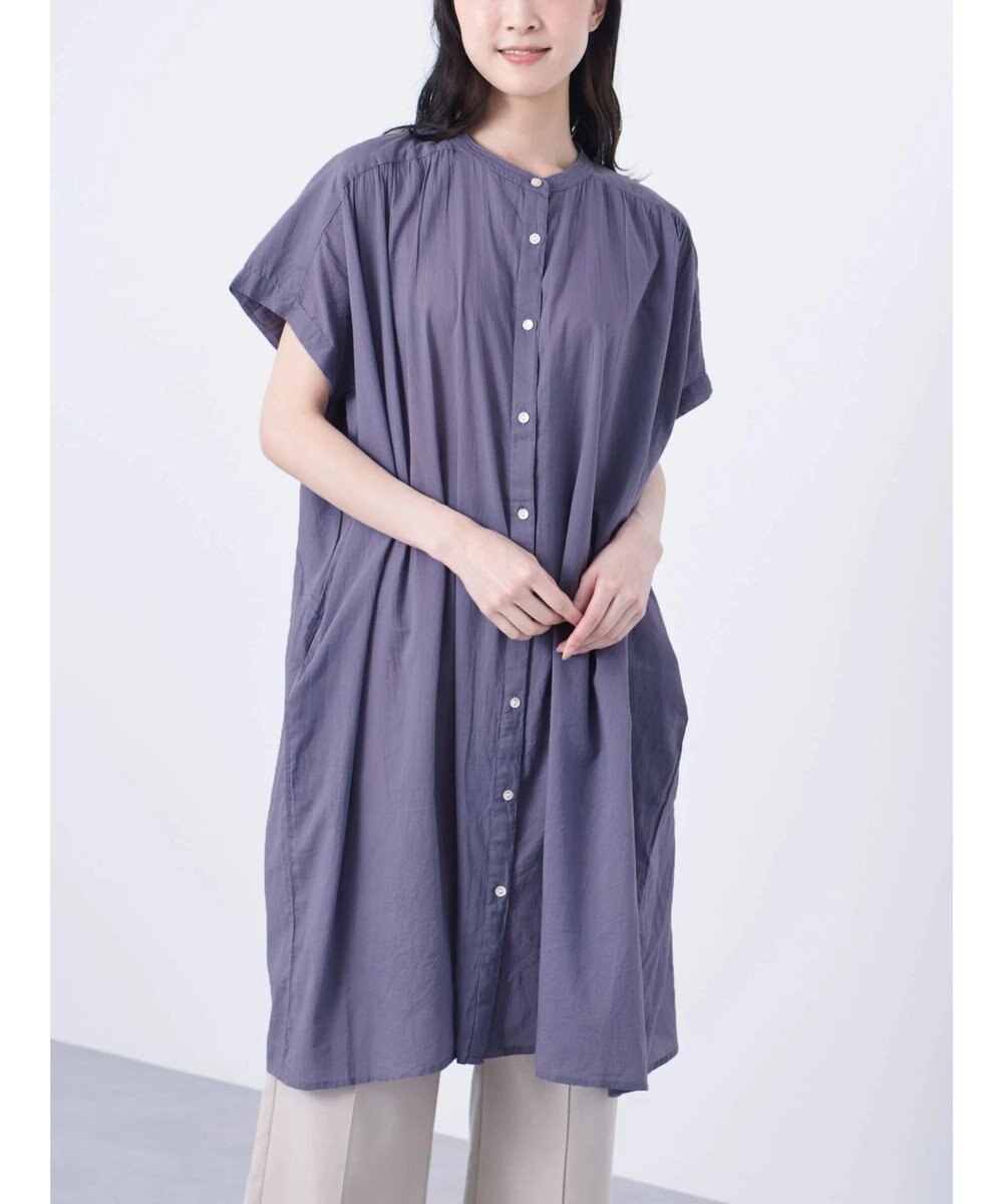 Green Parks インド綿 　ギャザー５分袖チュニック 