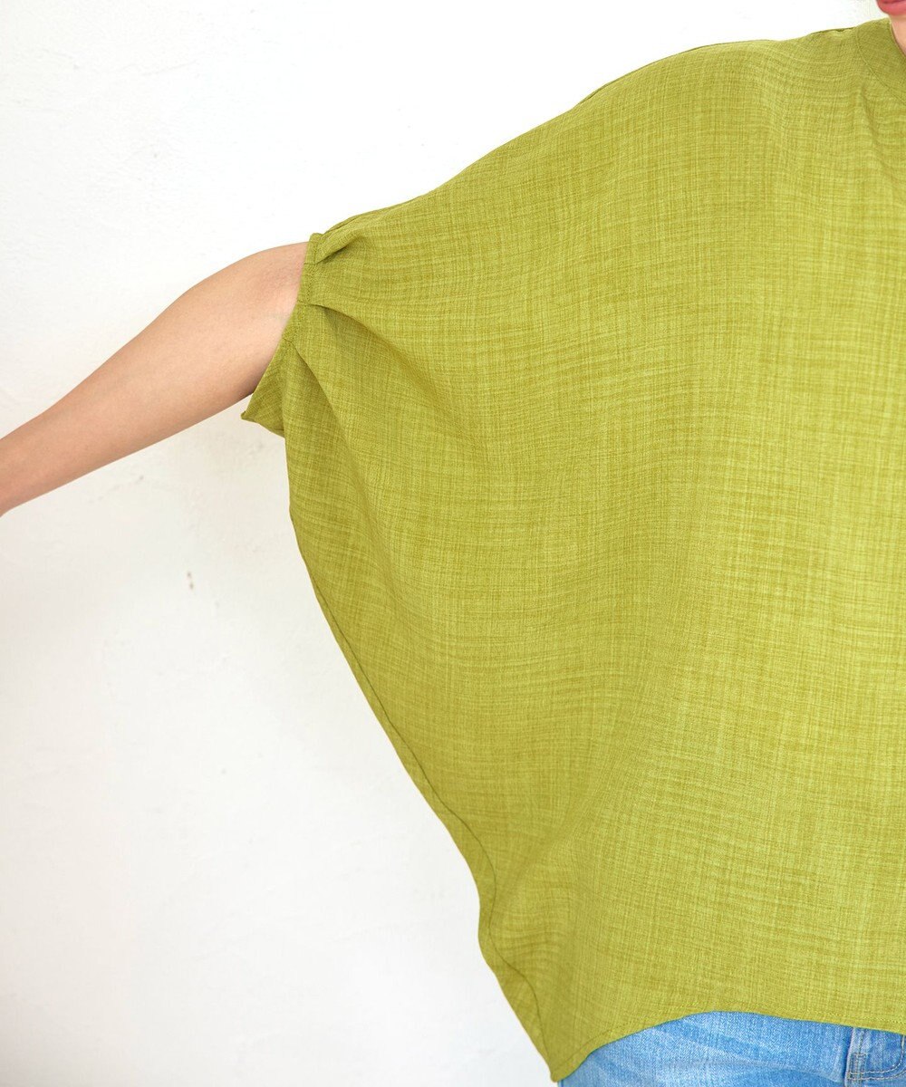 Tiaclasse 【洗える】麻調ドルマンタックシャツ 