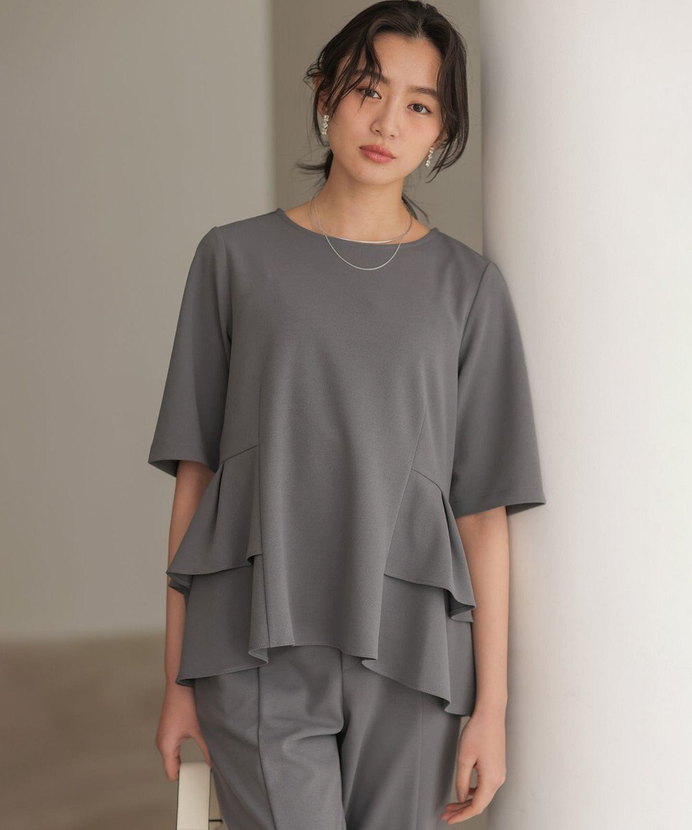 組曲 【WEB限定】ジョーゼットジャージー ティアード ブラウス 