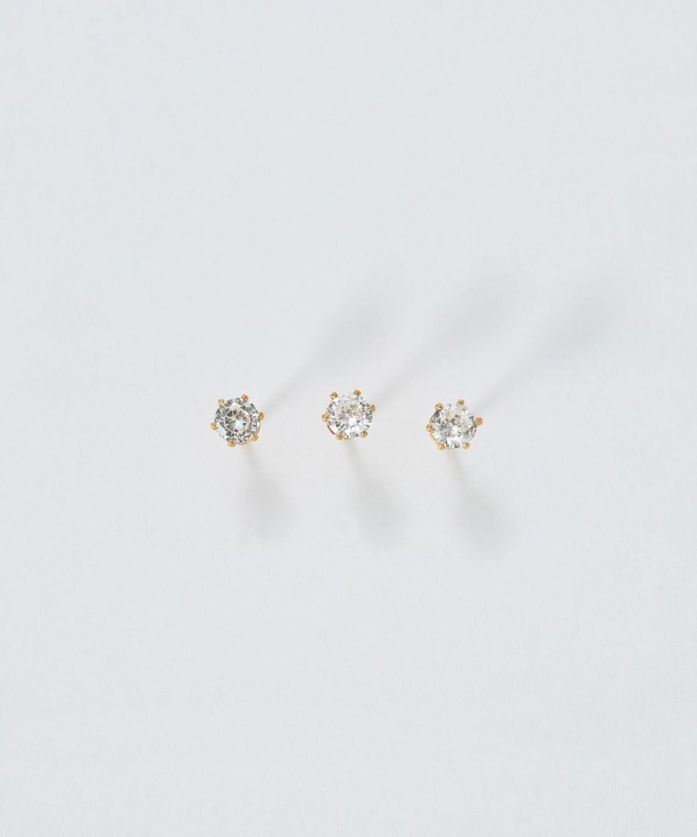 Phoebe 【金属アレルギー対応】3setビジューピアス　ゴールド/サージカルステンレス 