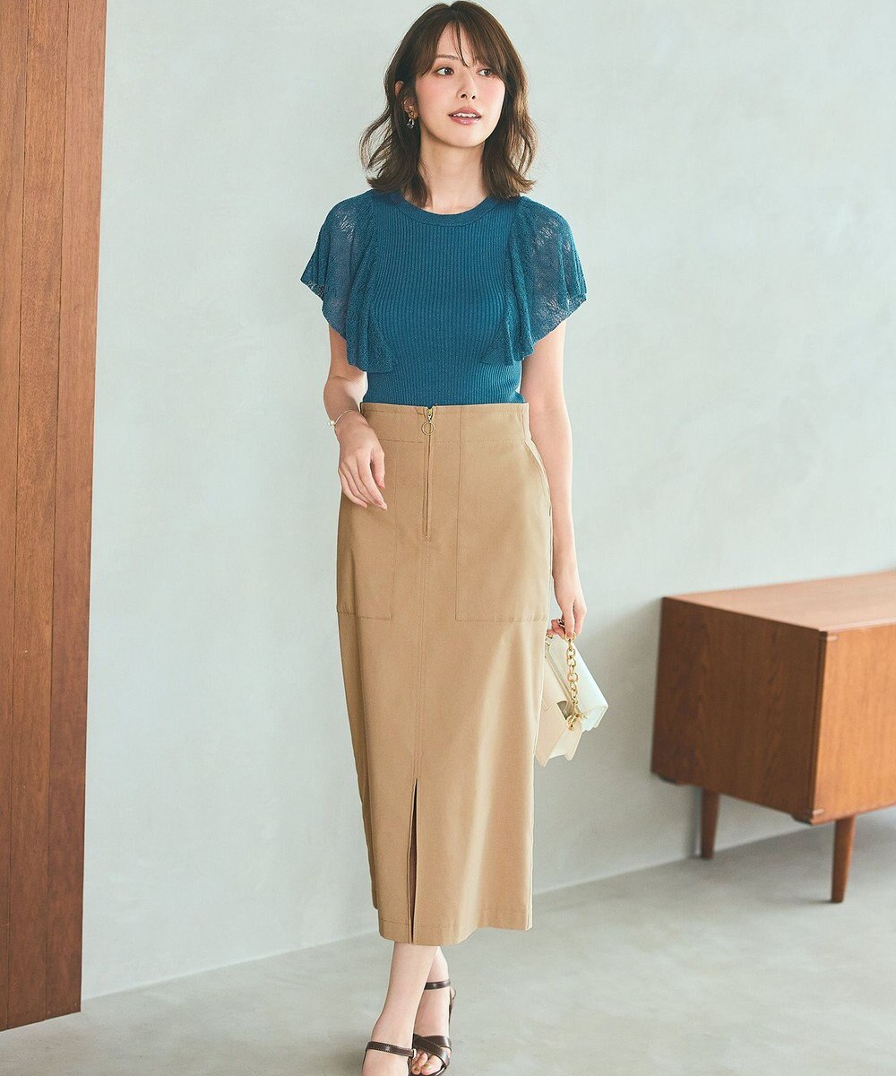 ANY SIS L 【洗える】レーシーフレアスリーブ ニット 