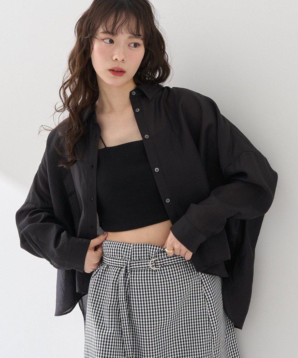 earth music&ecology ワイドシルエットシアーシャツ 