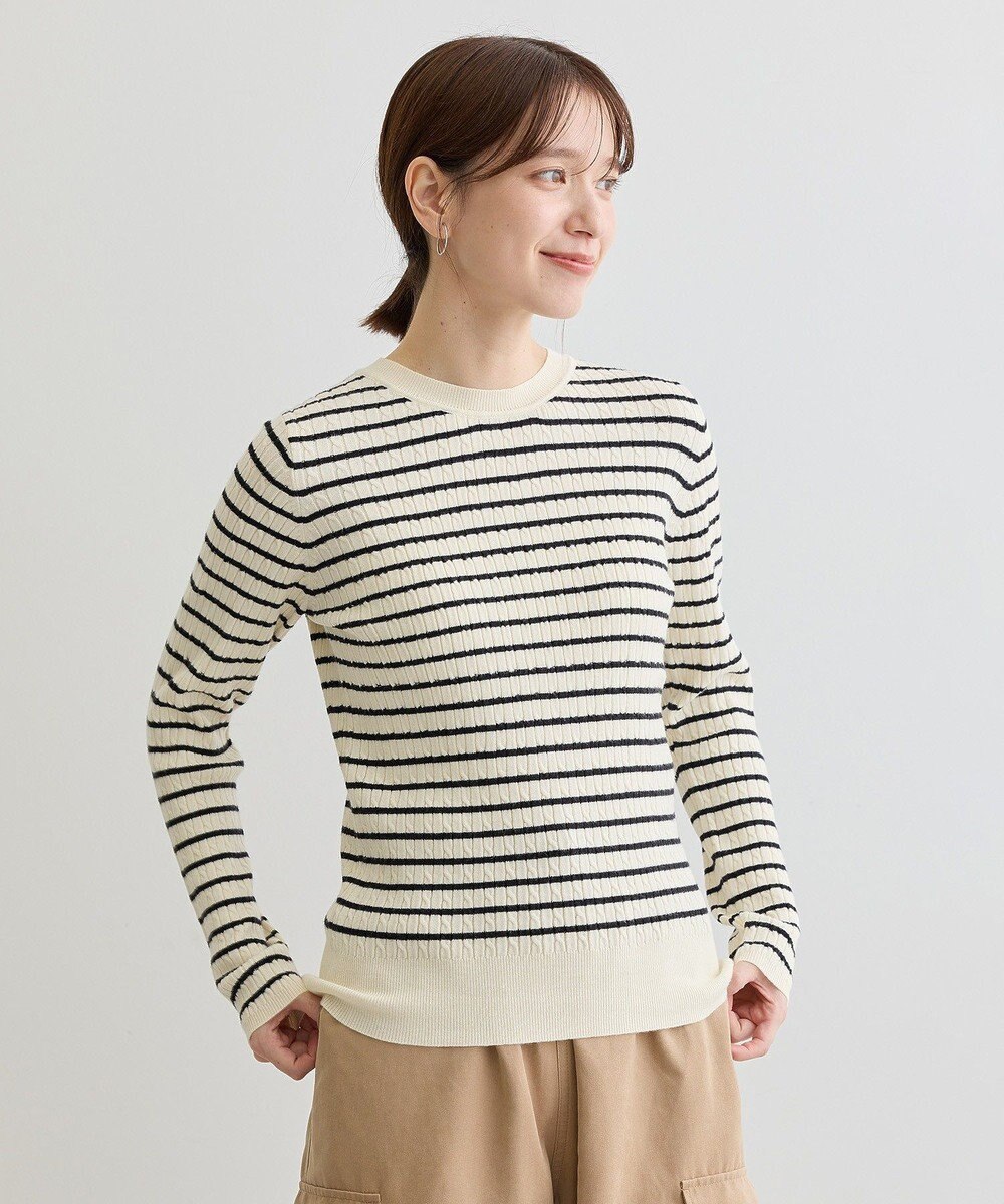 Green Parks プチケーブルクルーネックニットプルオーバー 